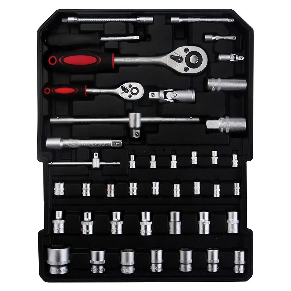Tool Box with Tools 799pcs Household Tool Set with Aluminum Trolley Case, Auto Repair Tool Kit Toolbox and Wheels