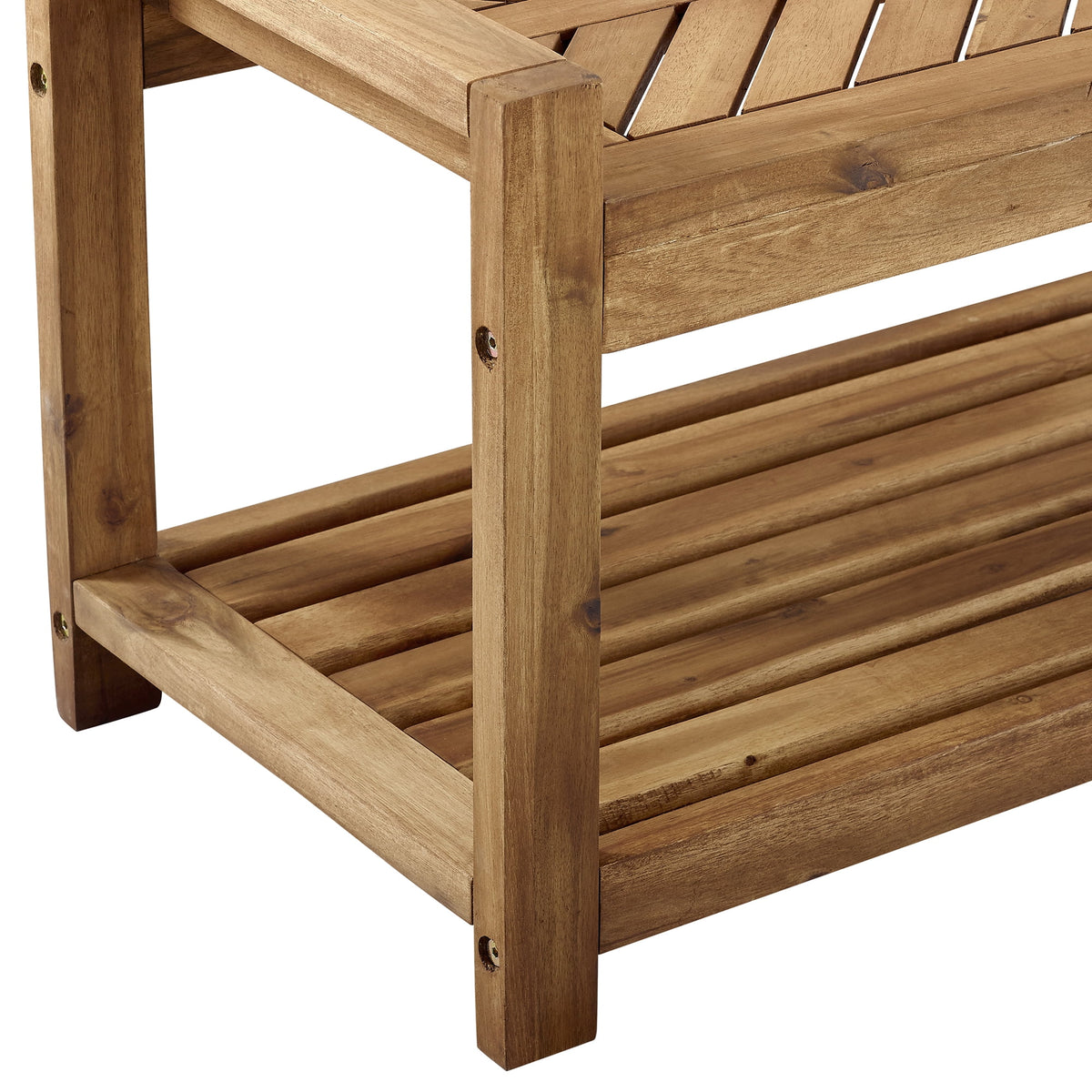 Manor Park Chevron Outdoor Storage Acacia Wood Bench - Brown