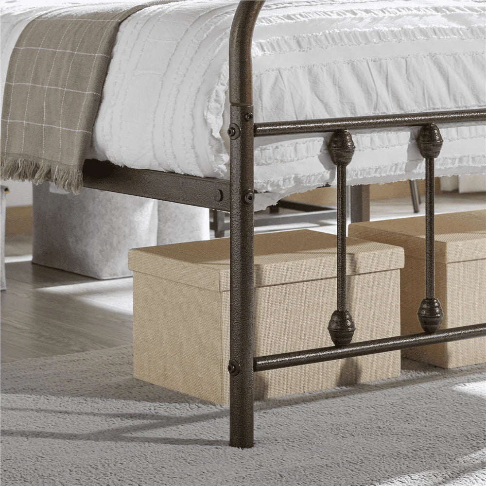 Alden Design Metal Platform Twin Bed with High Headboard, Bronze