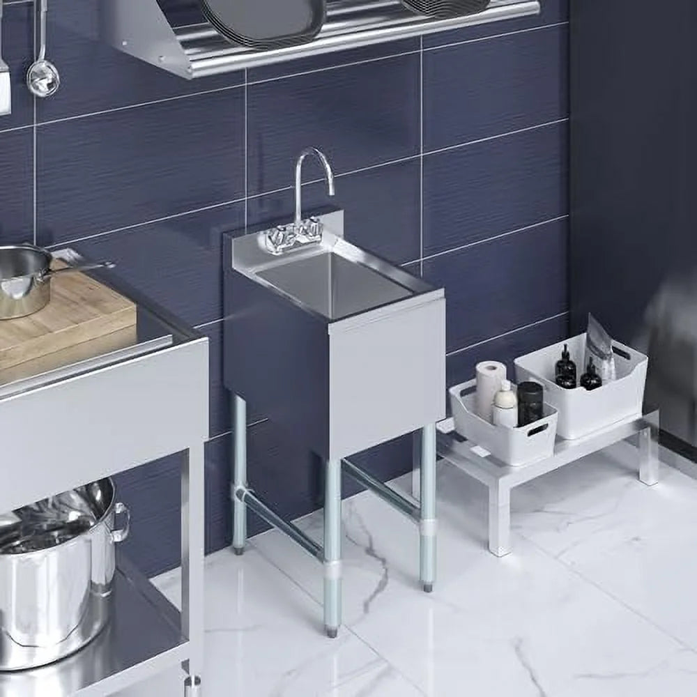 Stainless Steel Single One Compartment Under Bar Sink with Faucet
