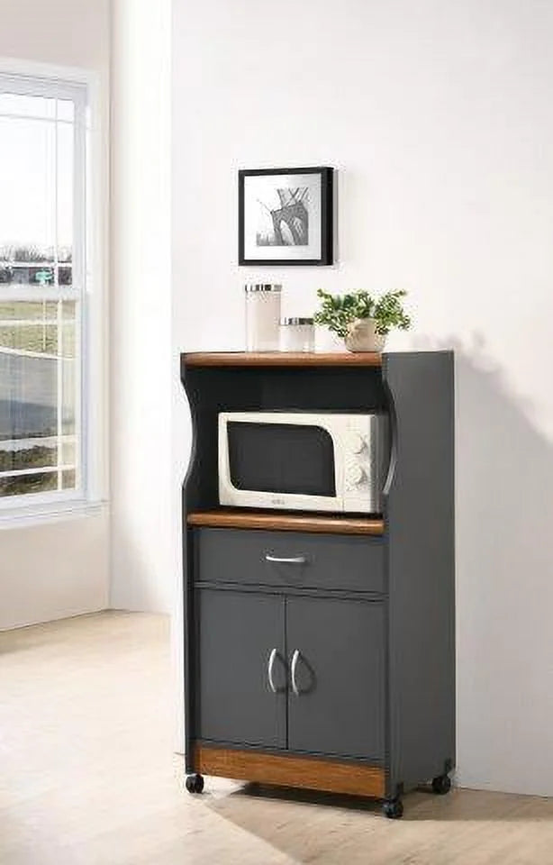 Hodedah Microwave Kitchen Cart, White