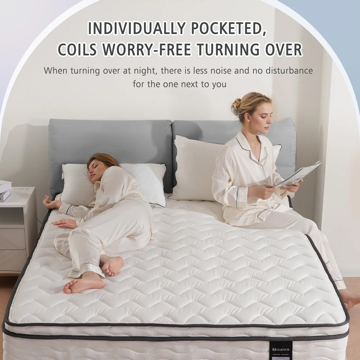 MARNUR 10 inch Queen Hybrid Mattress with Memory Foam, Medium Firm, Euro Top