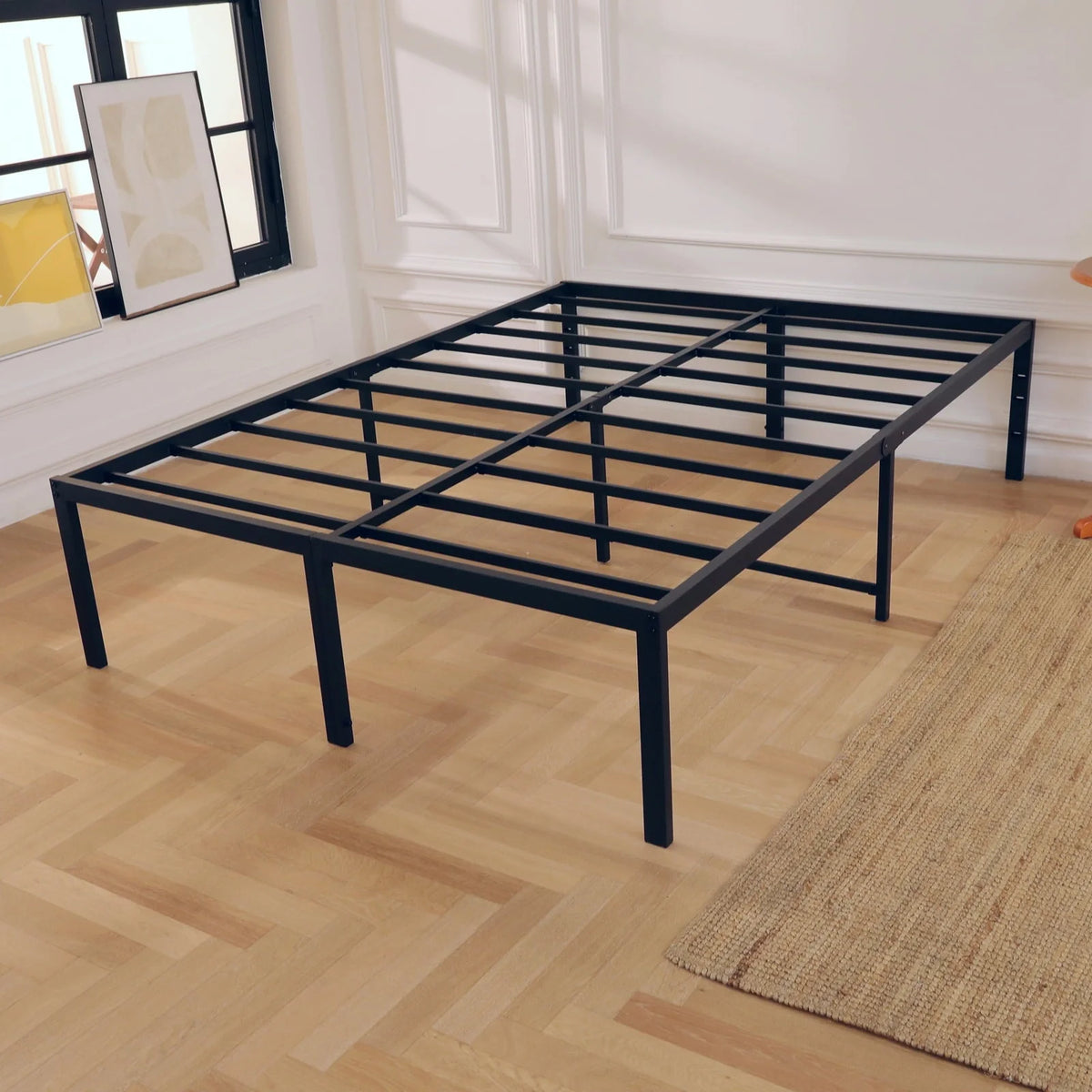 Lusimo Full Bed Frame 18 Inch Metal Platform Bed Frame Heavy Loading Steel Slat and Anti-Slip Support Easy Quick Lock Assembly No Box Spring Needed Full Size