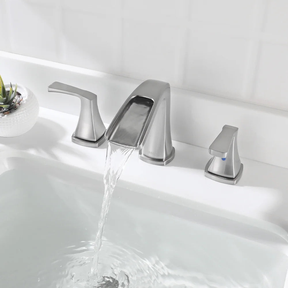 PARLOS Waterfall Widespread Two Handles Bathroom Sink Faucet , Polished Chrome