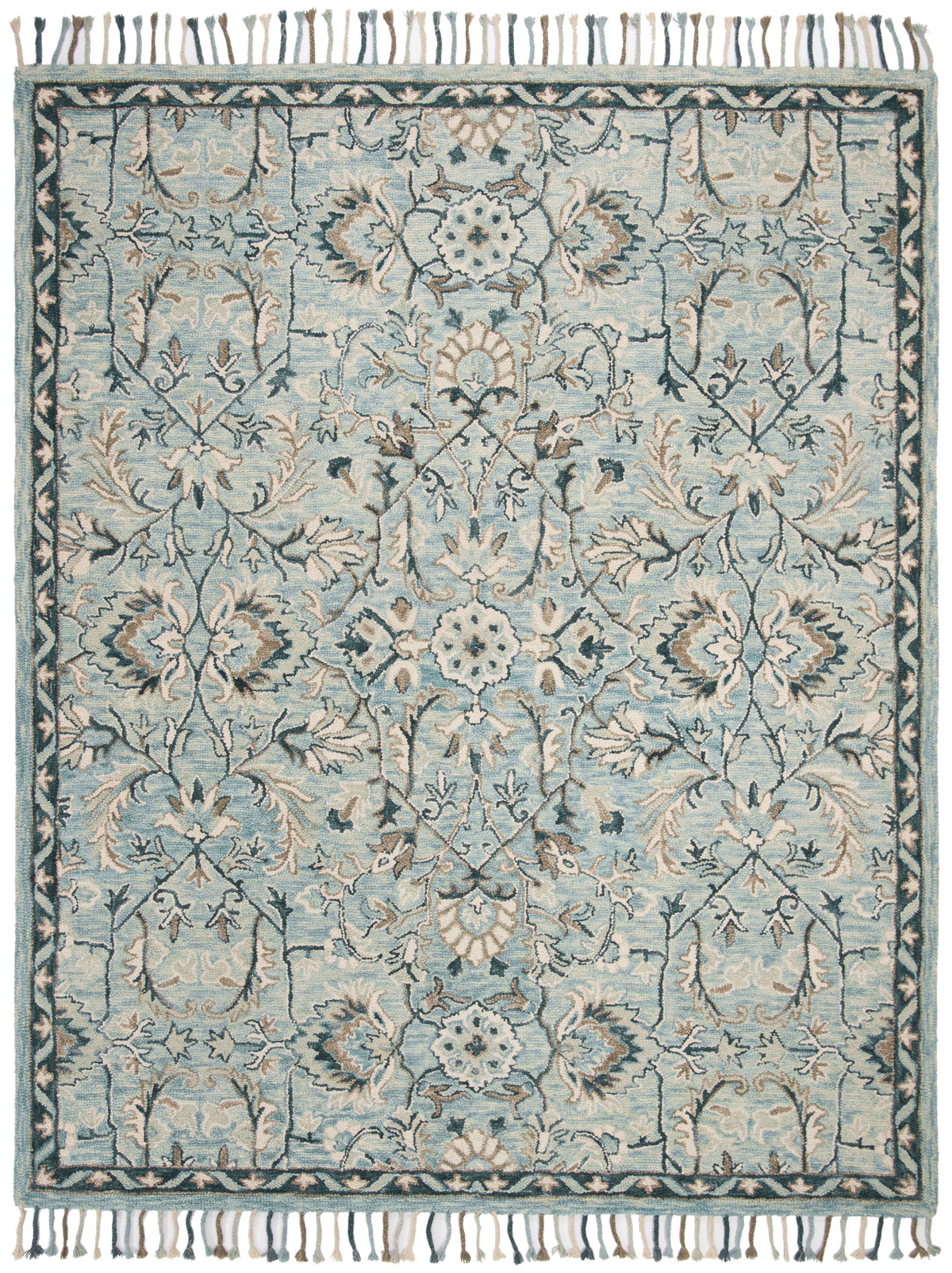 SAFAVIEH Blossom Frona Floral Wool Runner Rug, Blue/Ivory, 2'3" x 14'