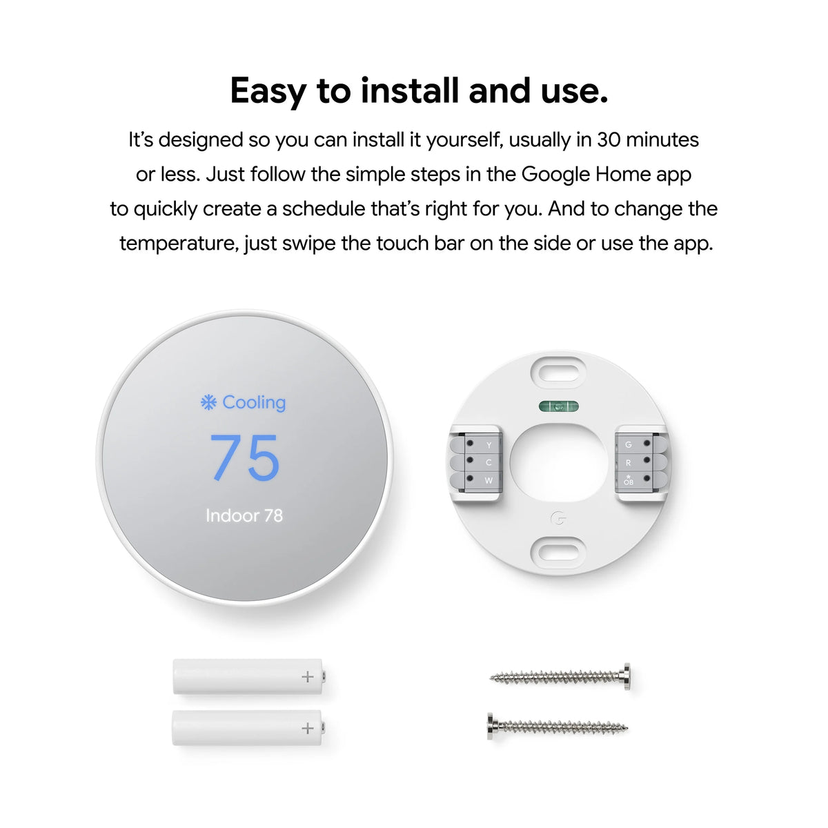 Google Nest  Thermostat - Smart Programmable Wi-Fi GA01334-US - Snow