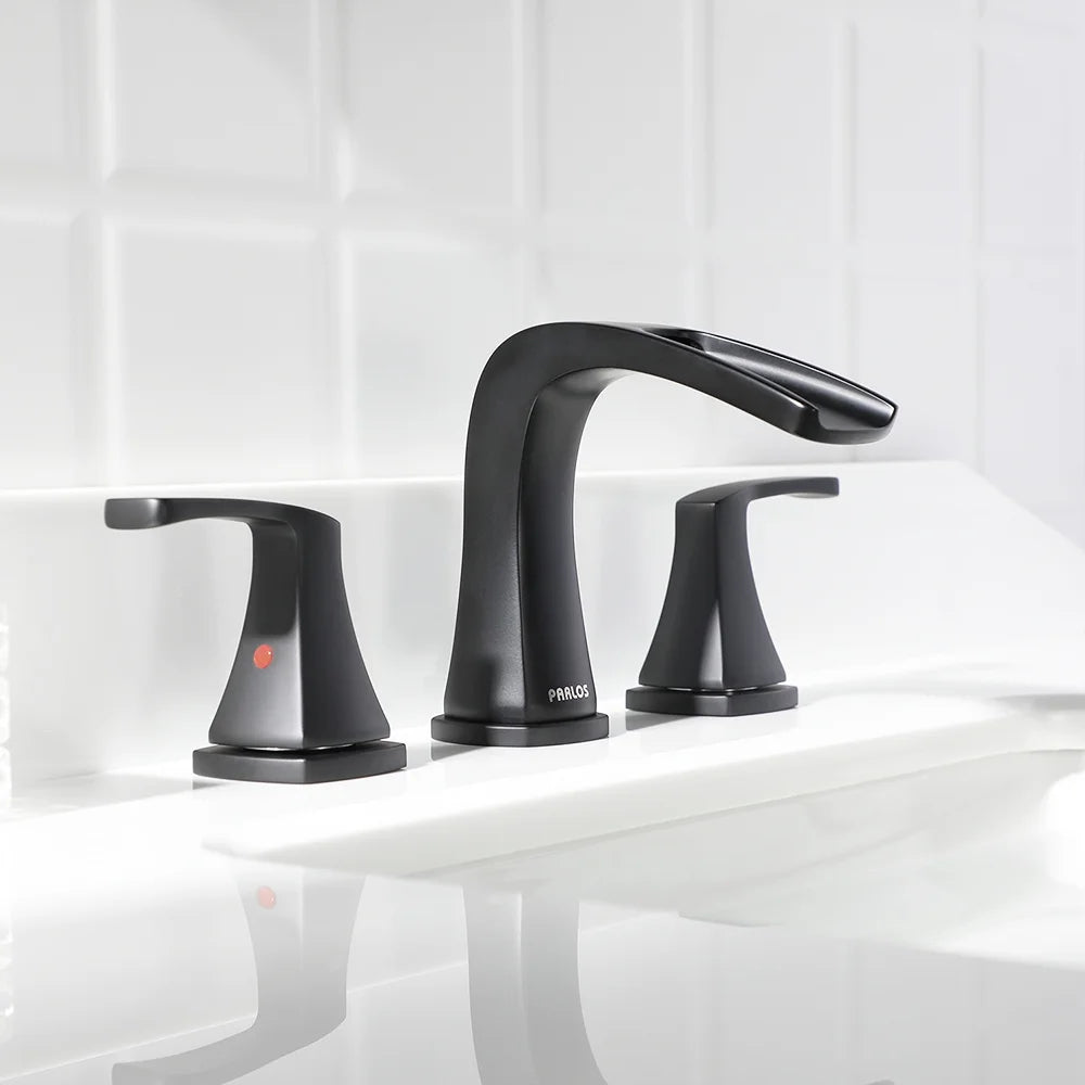 PARLOS Waterfall Widespread Two Handles Bathroom Sink Faucet , Polished Chrome