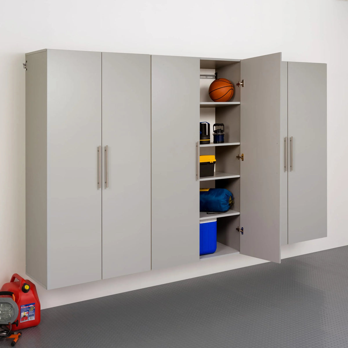 Prepac HangUps Large Storage Cabinet - Immaculate Light Gray 36" Cabinet with Storage Shelves and Doors; Ideal for Bin and General Storage Solutions