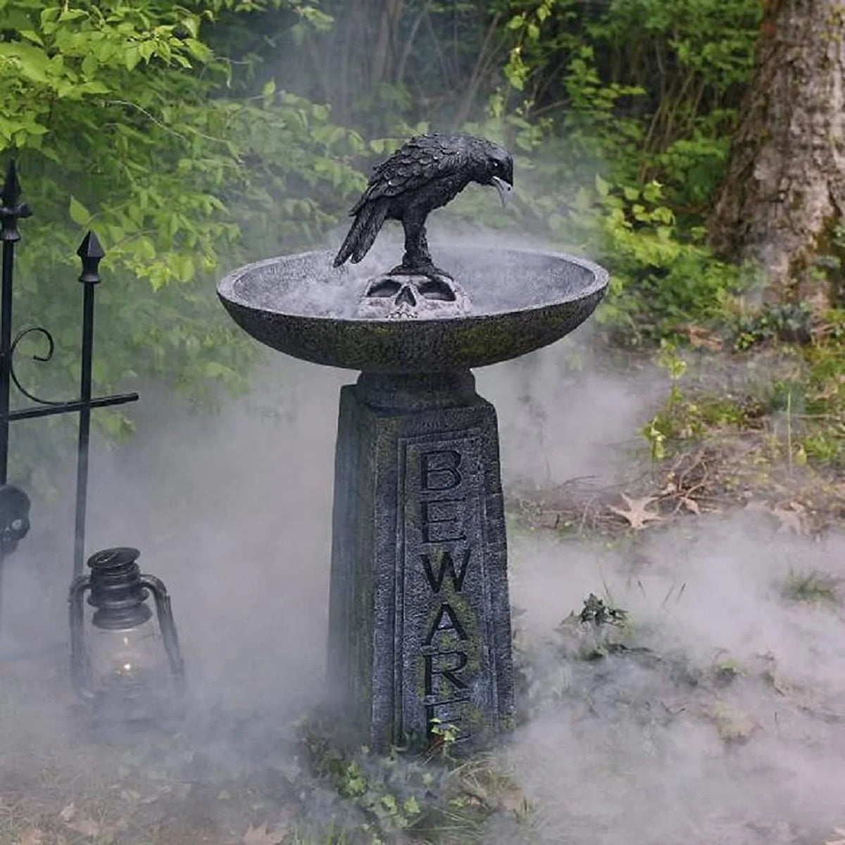 Huntermoon Garden Statue Sculpture Multi-Purpose Crows Black Halloween Home Decor Polyresin Bird Bath