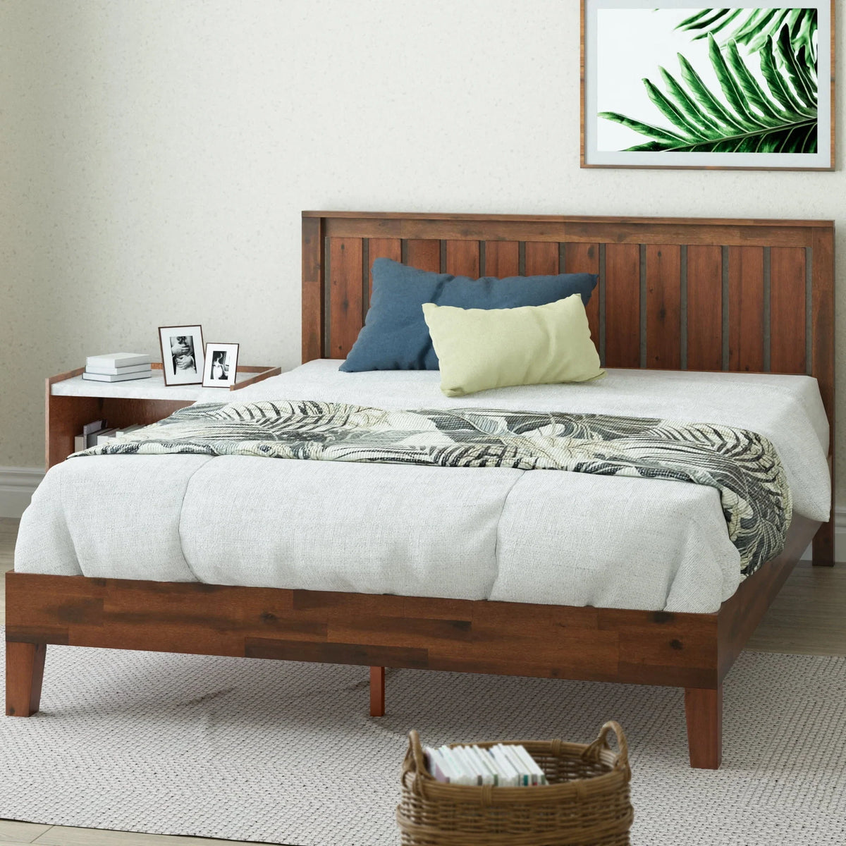 Zinus Vivek 37" Deluxe Wood Platform Bed Frame with Headboard, King
