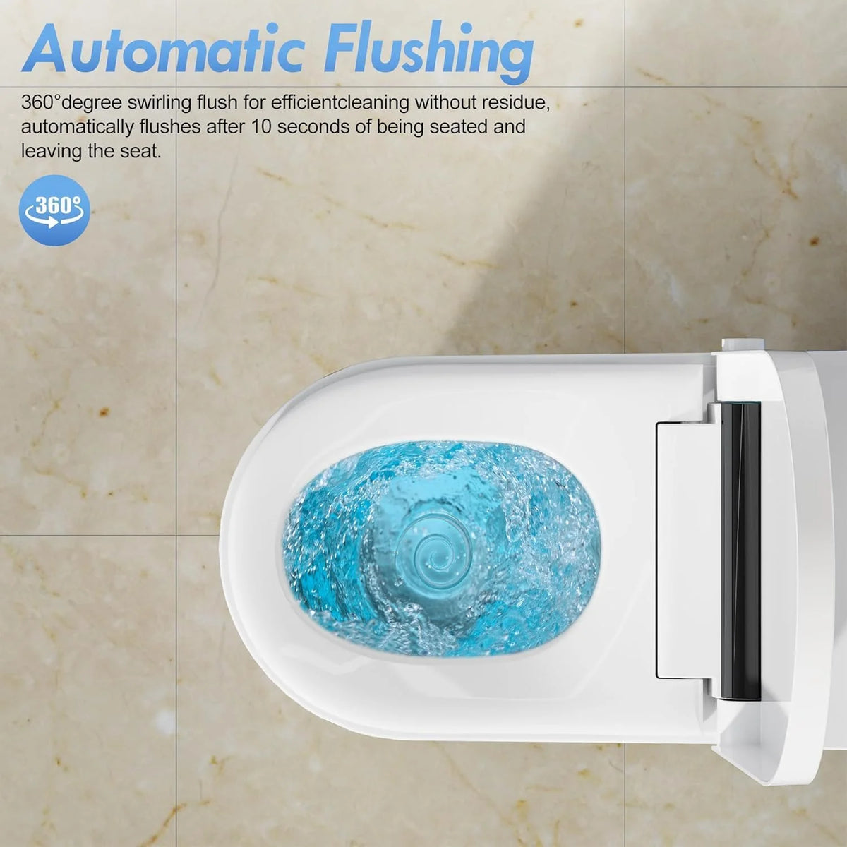 LALAHOO Smart Toilet with Bidet Built in, Auto Open & Close, Elongated Heated seat, Foot Sensor Flush, LED Display, Warm Water Wash, Dryer, Night Light, Black