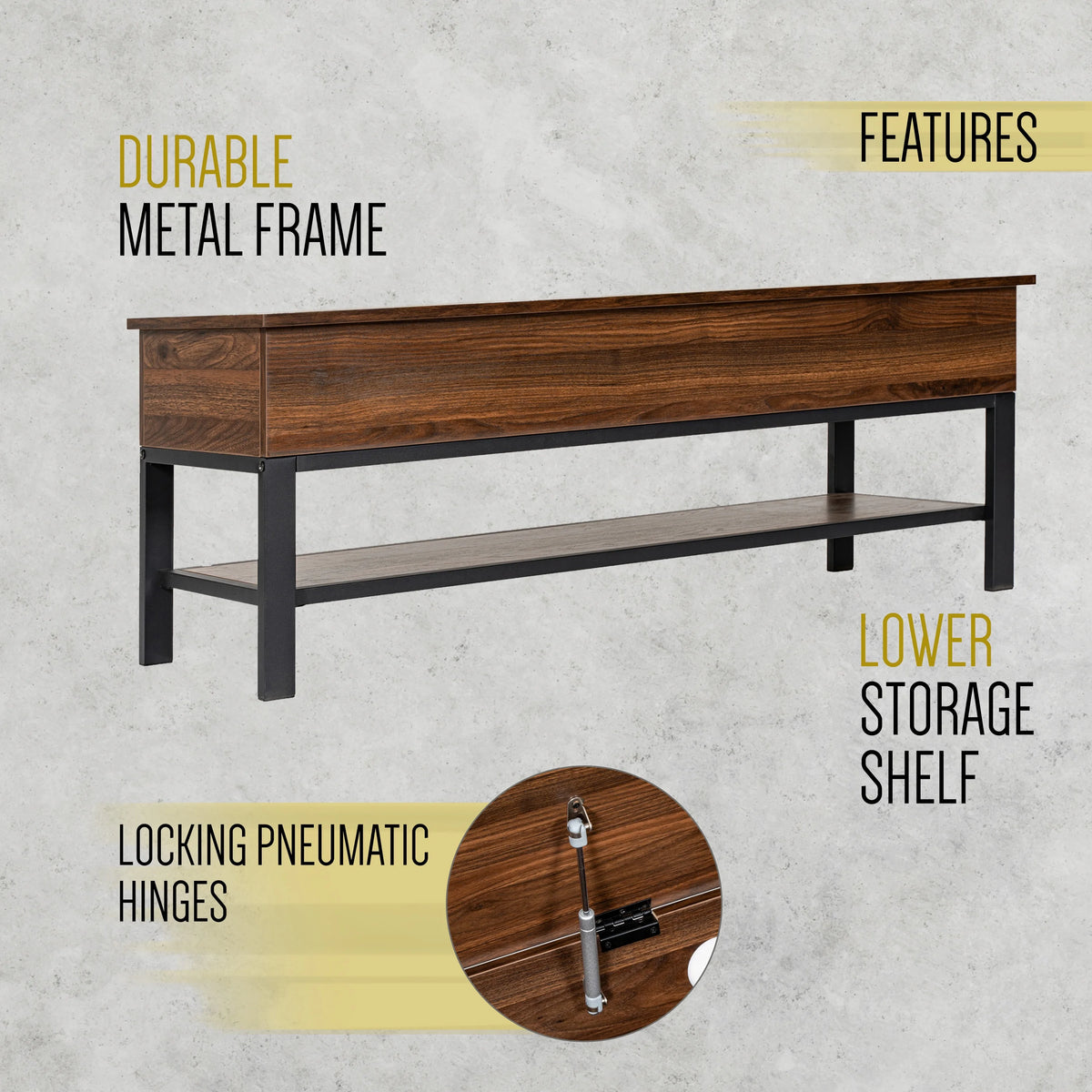 HBCY Creations Farmhouse Entryway Bench, Rustic Oak