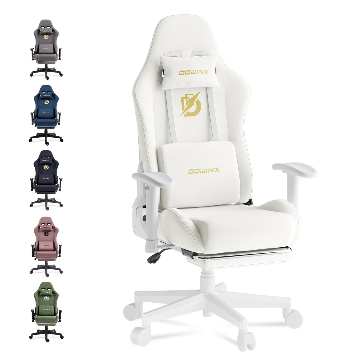 Dowinx Computer Gaming Chair with Pocket Spring Cushion and 4D Armrests for Office,Breathable Fabric High Back Ergonomic Task Chair with Footrest , Massage Lumbar Support Black
