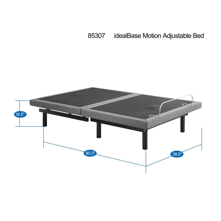 Naomi Home Twin XL Size Ergonomic Adjustable Bed Base with Basic Lumbar Support & Head Tilt, Back & Leg Massage, Wireless Remote, Assembly Needed - Twin XL, Gray