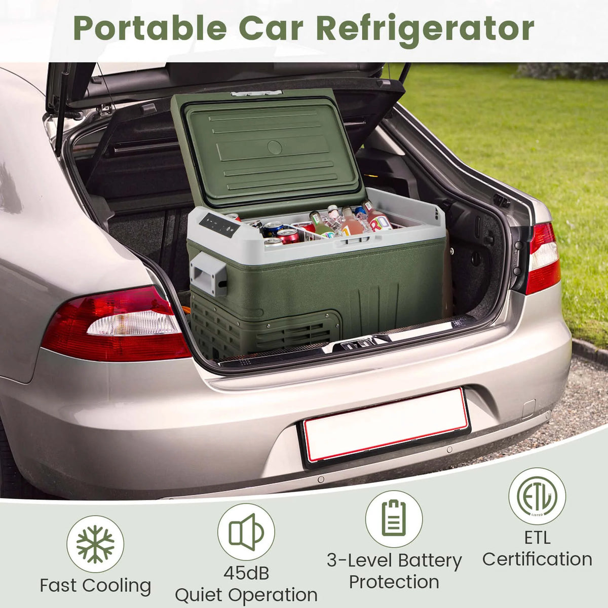 Costway 12 Volt Car Refrigerator 37 QT Portable Car Fridge with -4℉~68℉ Adjustable Range