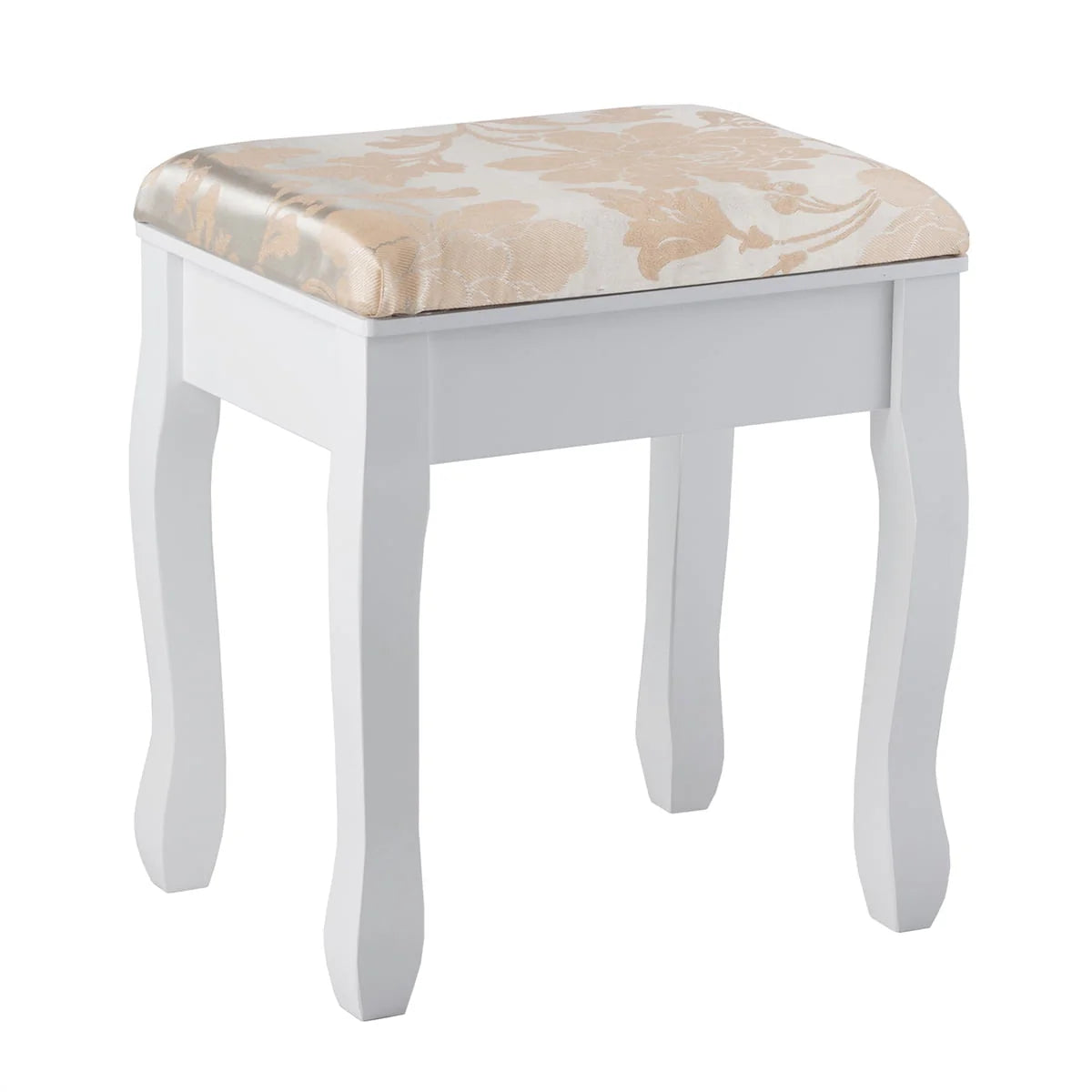 Gymax Vanity Set Makeup Dressing Table & Stool w/5 Drawers White