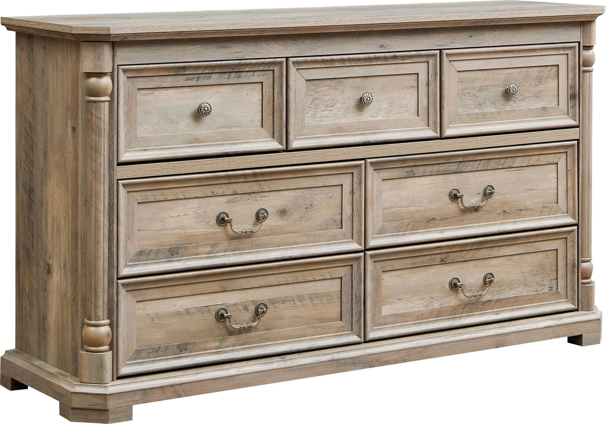 Brafabhome Rattan 6 Drawers Dresser for Bedroom, Vintage Boho Double Dresser Wicker Chest with Wooden Legs for Living Room Hallway| Mint