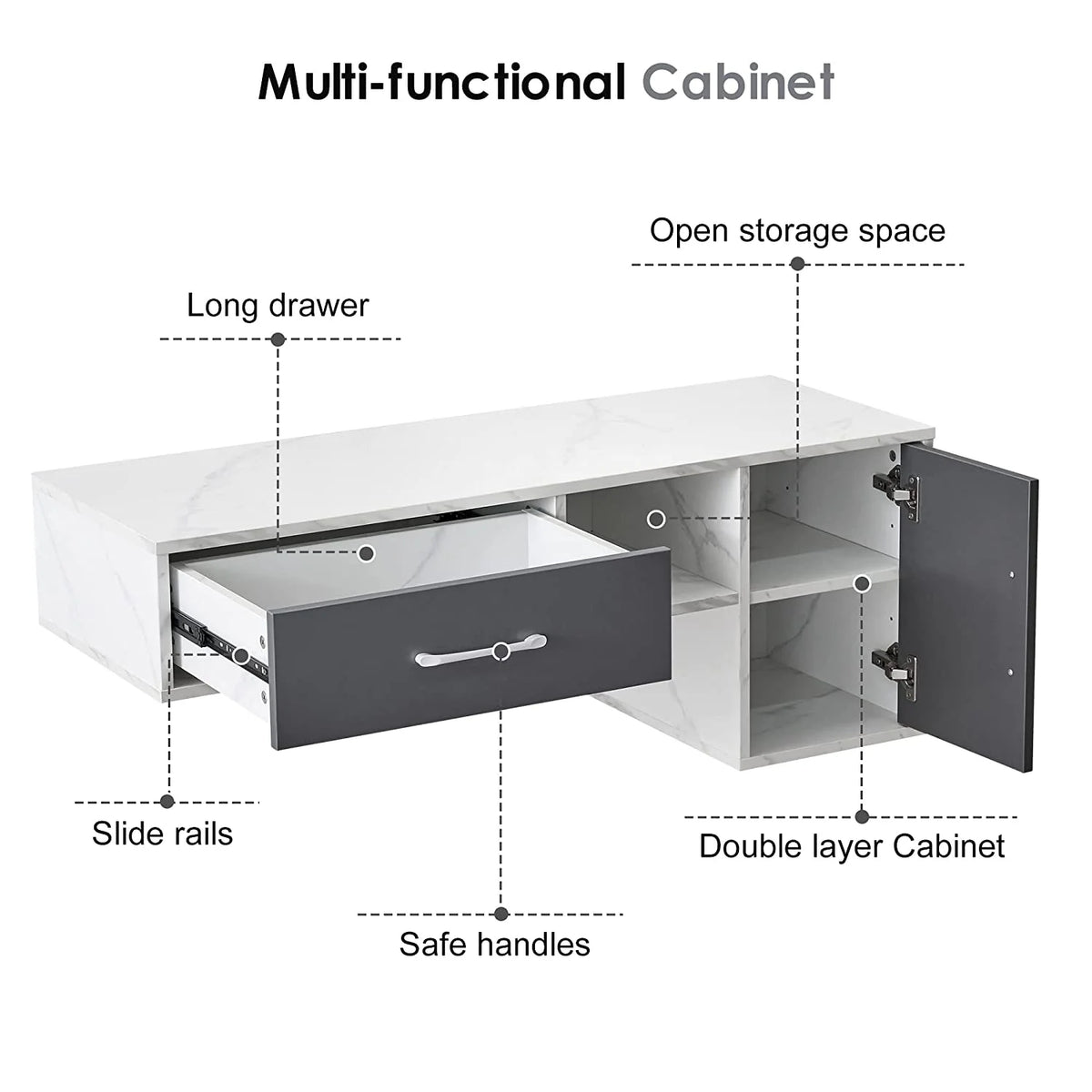 BarberPub Barber Wall Mount Station with Drawers, Beauty Multi-Functional Storage Cabinet 2530