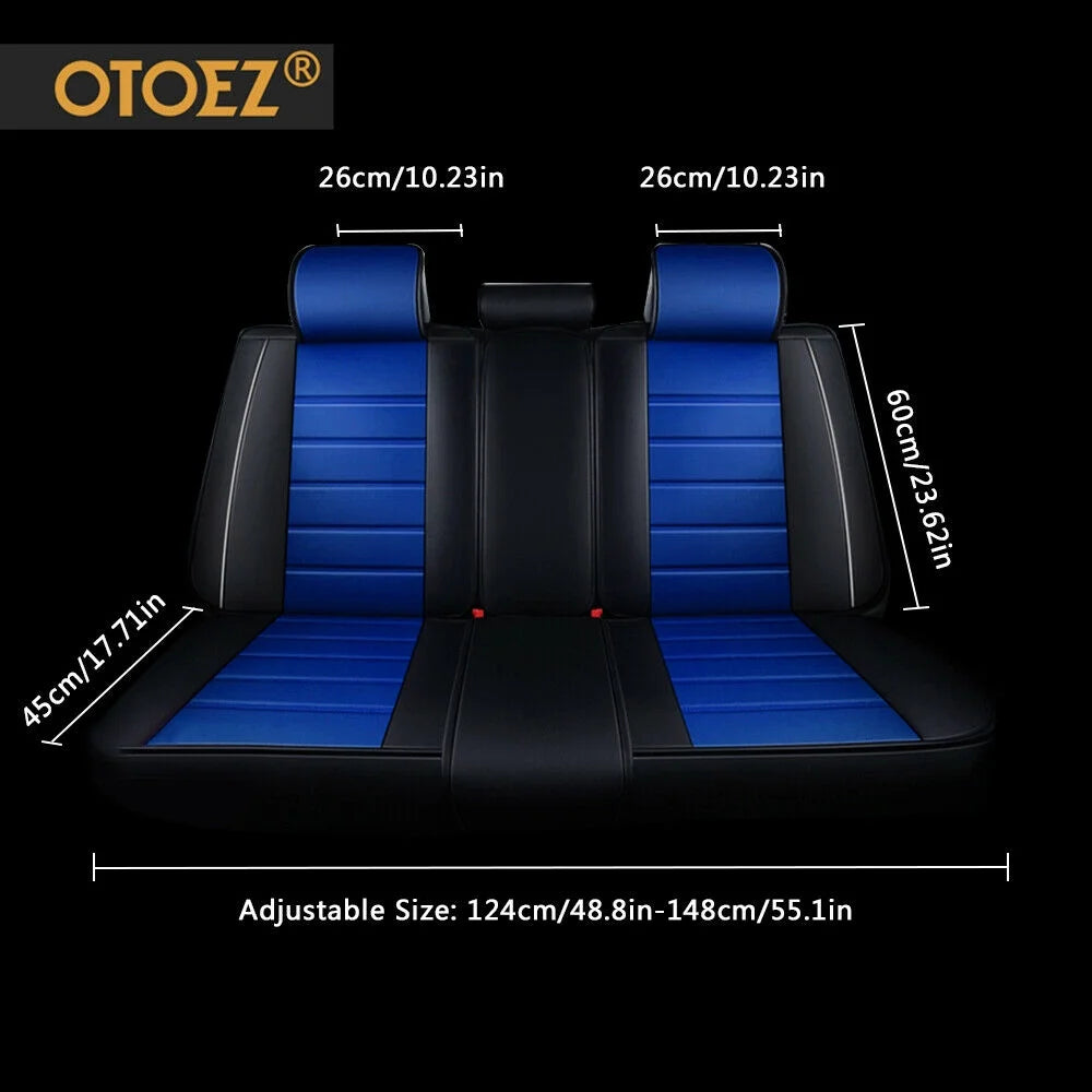 OTOEZ Leather Car Seat Cover Universal 5 Seats Full Set Front Rear Seat Protector