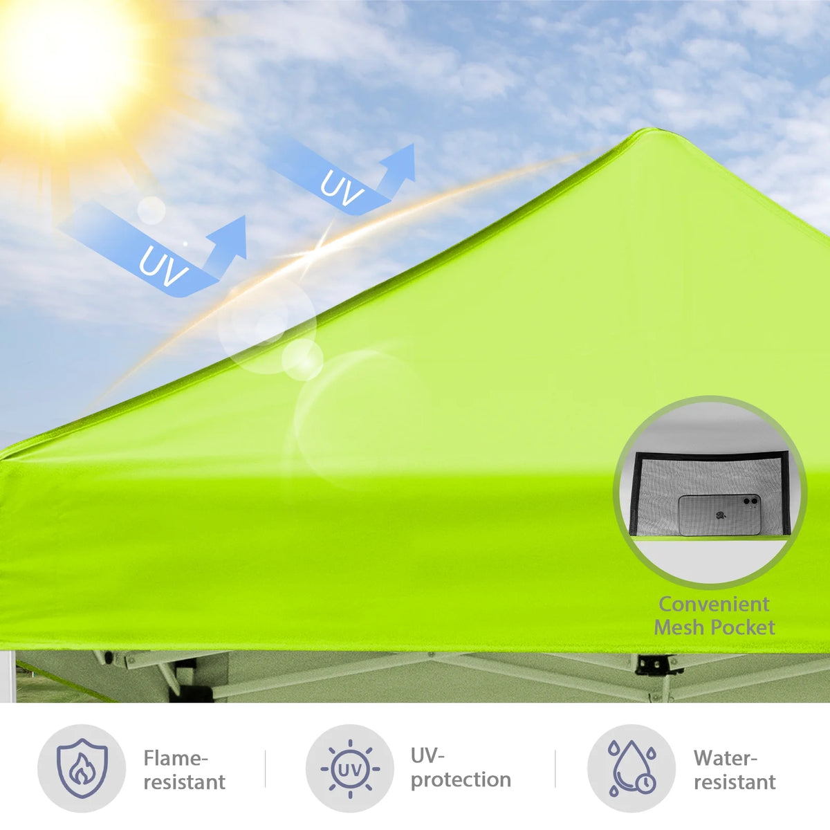 INTER HUT 5x5 Outdoor Pop up Canopy Gazebo, Instant Easy Set up Outdoor Canopy Commercial Fair Shelter, Beige