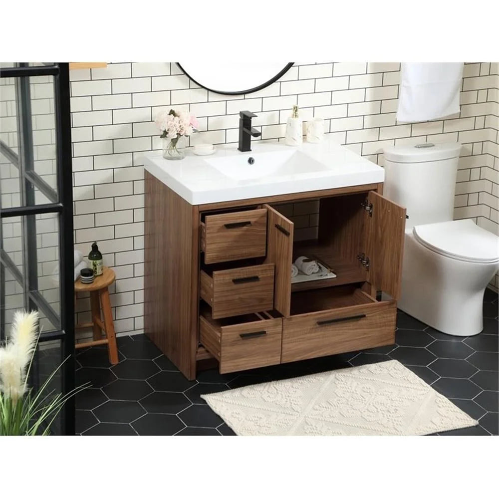 36 inch single bathroom vanity in natural oak