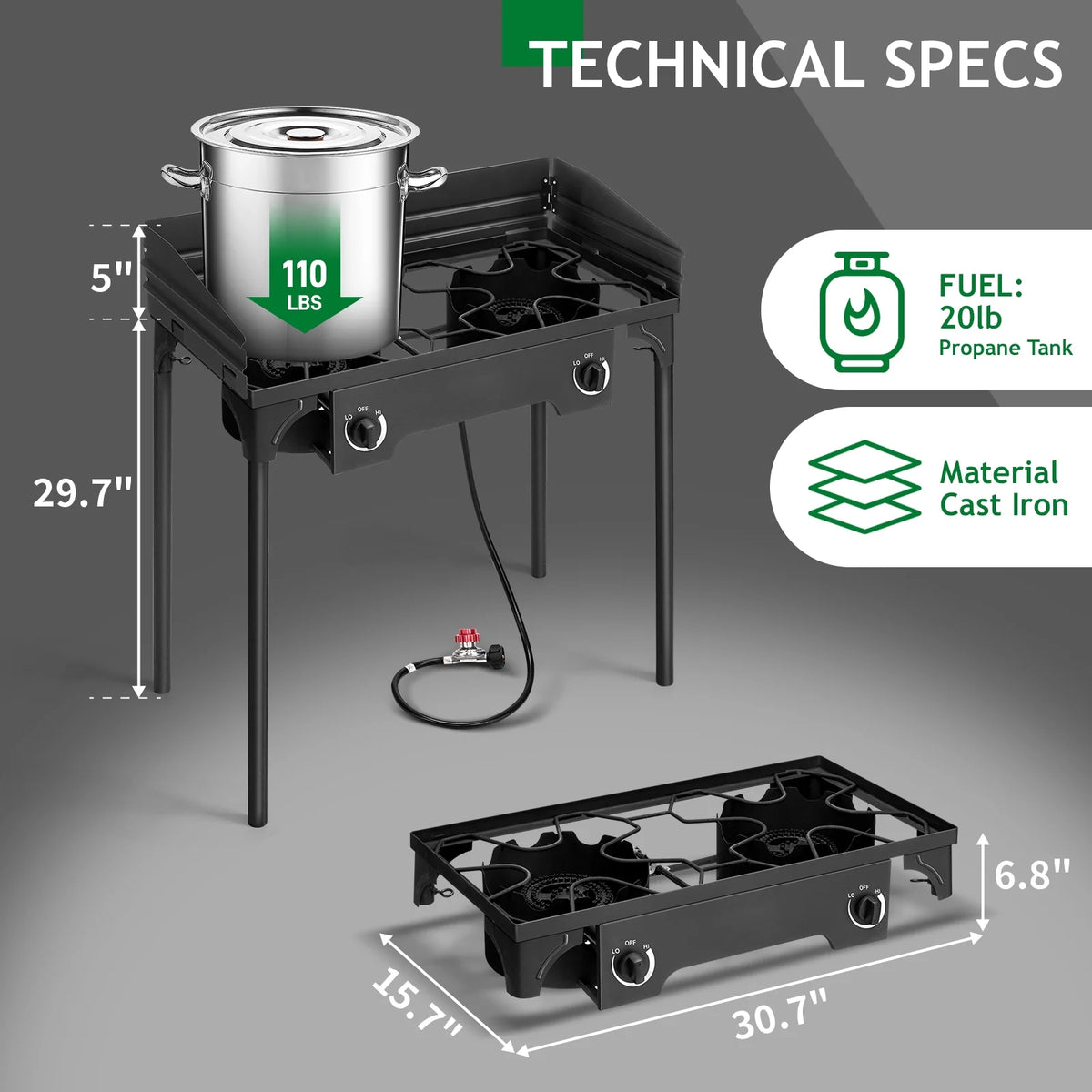 Ktaxon 2 Burner 150000 BTU Cooker Outdoor Camping Picnic Stove Stand BBQ Grill