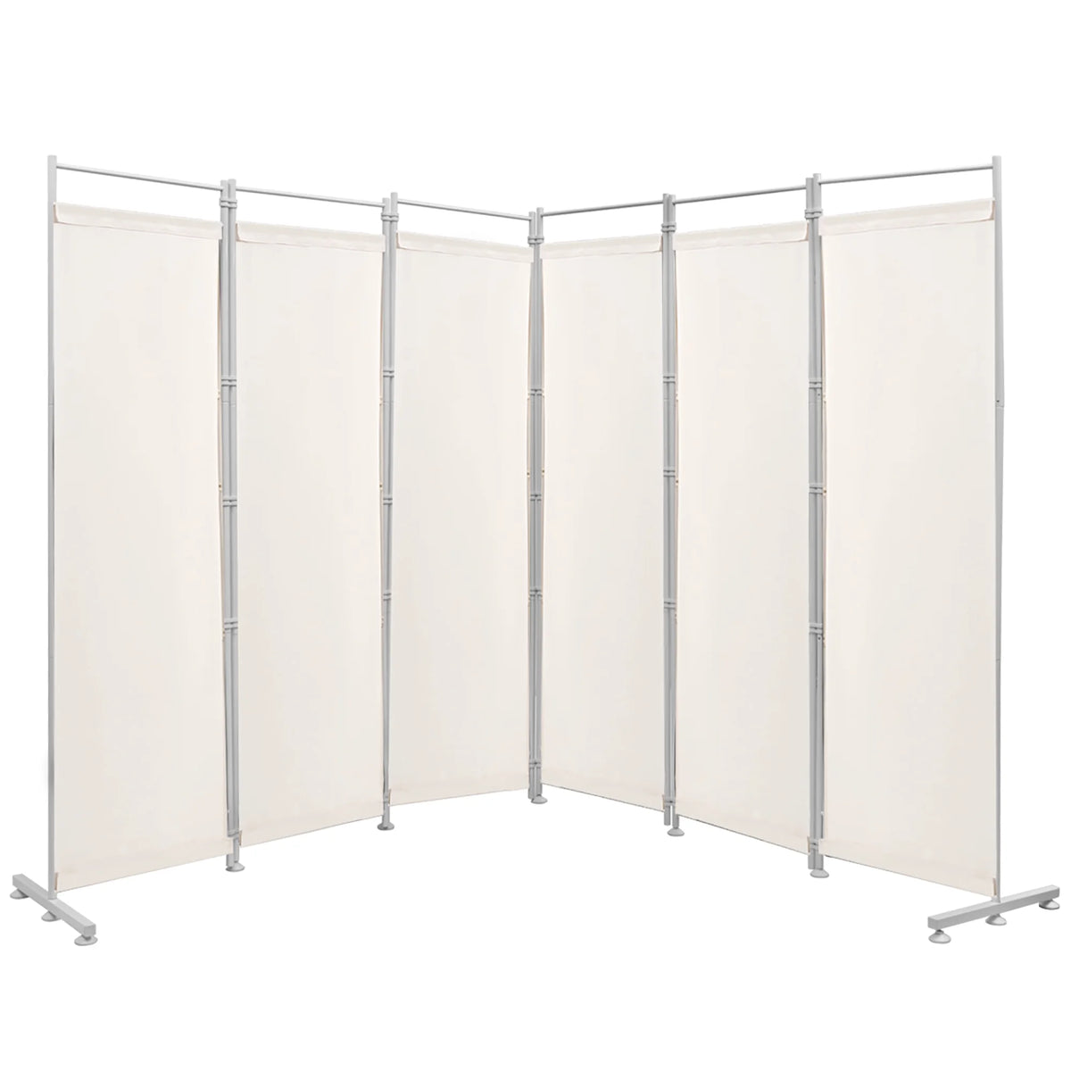 Costway 6-Panel Room Divider Folding Privacy Screen w/Steel Frame Decoration Brown