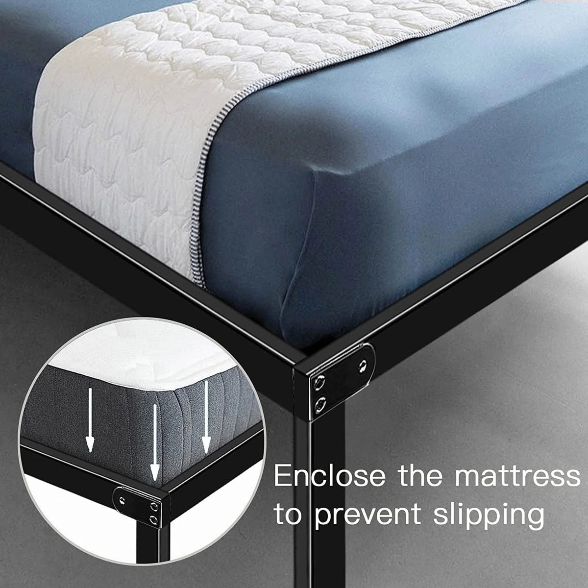 HAAGEEP King Platform Bed Frame No Box Spring Needed 14" with Storage Heavy Duty Black Metal