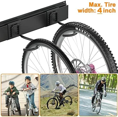 Bike Hooks for Garage Wall Vertical, 6 Bike Storage Rack Space Saving Wall Bike Mount Holds Up to 300 LBS, Pack of 3