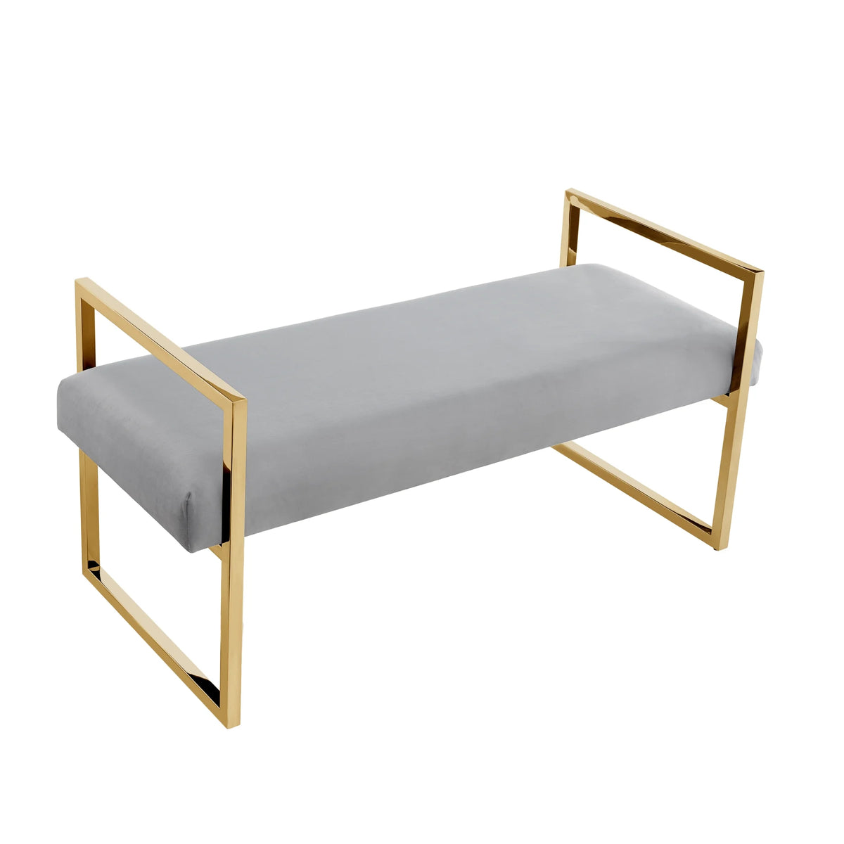 Madisen Velvet Bench with Gold Frame, Navy