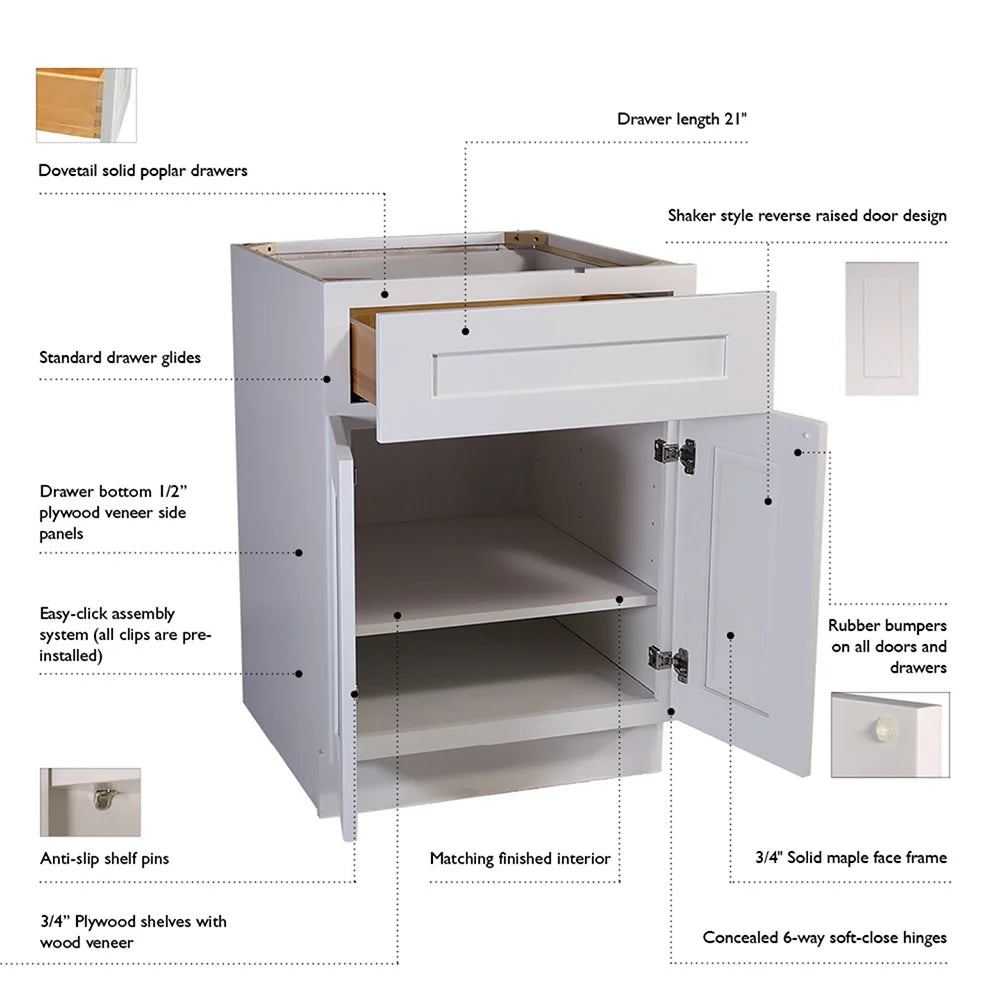 Design House 613570 Brookings Corner Wall Kitchen Cabinet 24x30x12, White