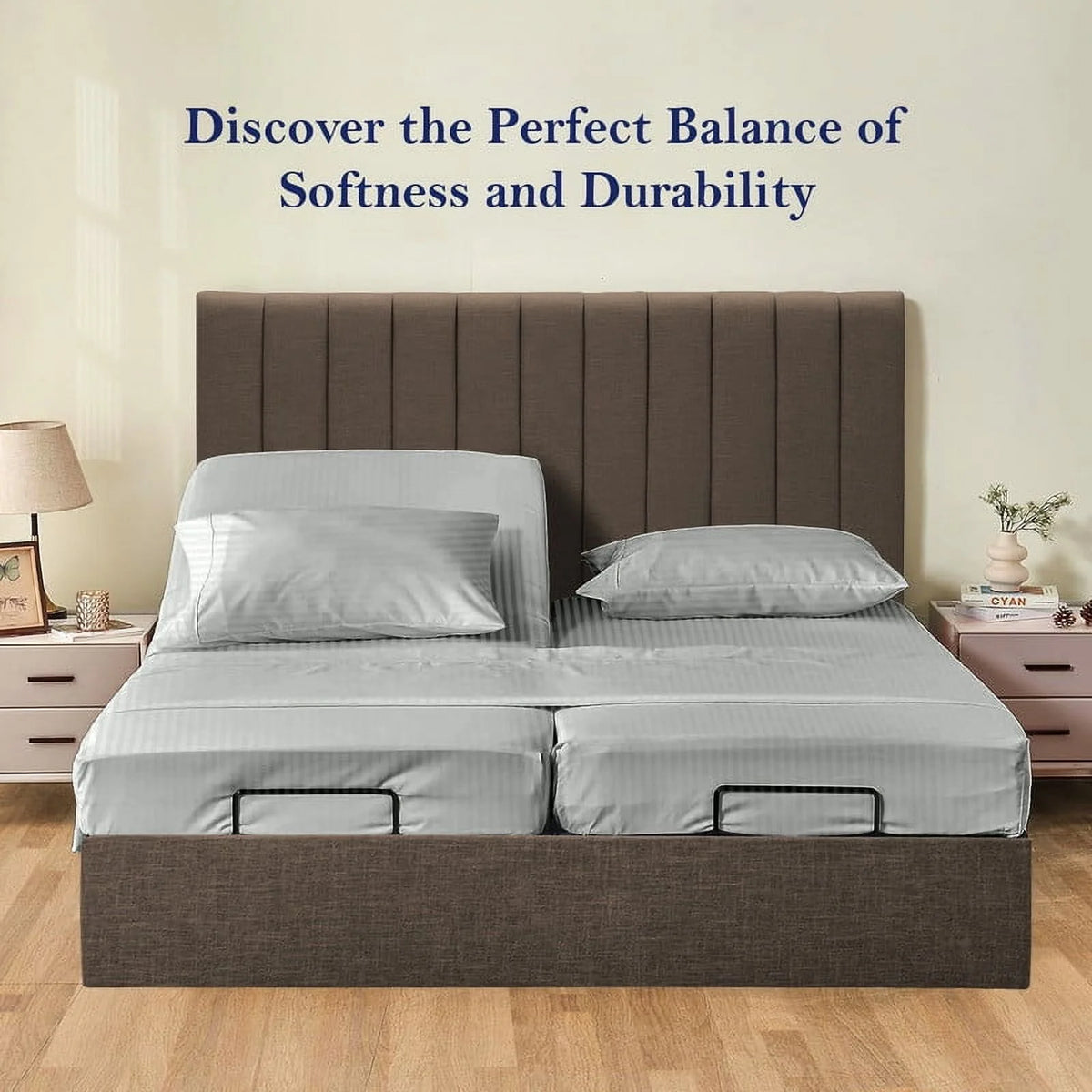 5-Piece Split Queen Sheet Set, 800 Thread Count, 100% Egyptian Cotton, Color Aqua Blue Stripe Pattern, Fits 16-Inch Deep Mattresses