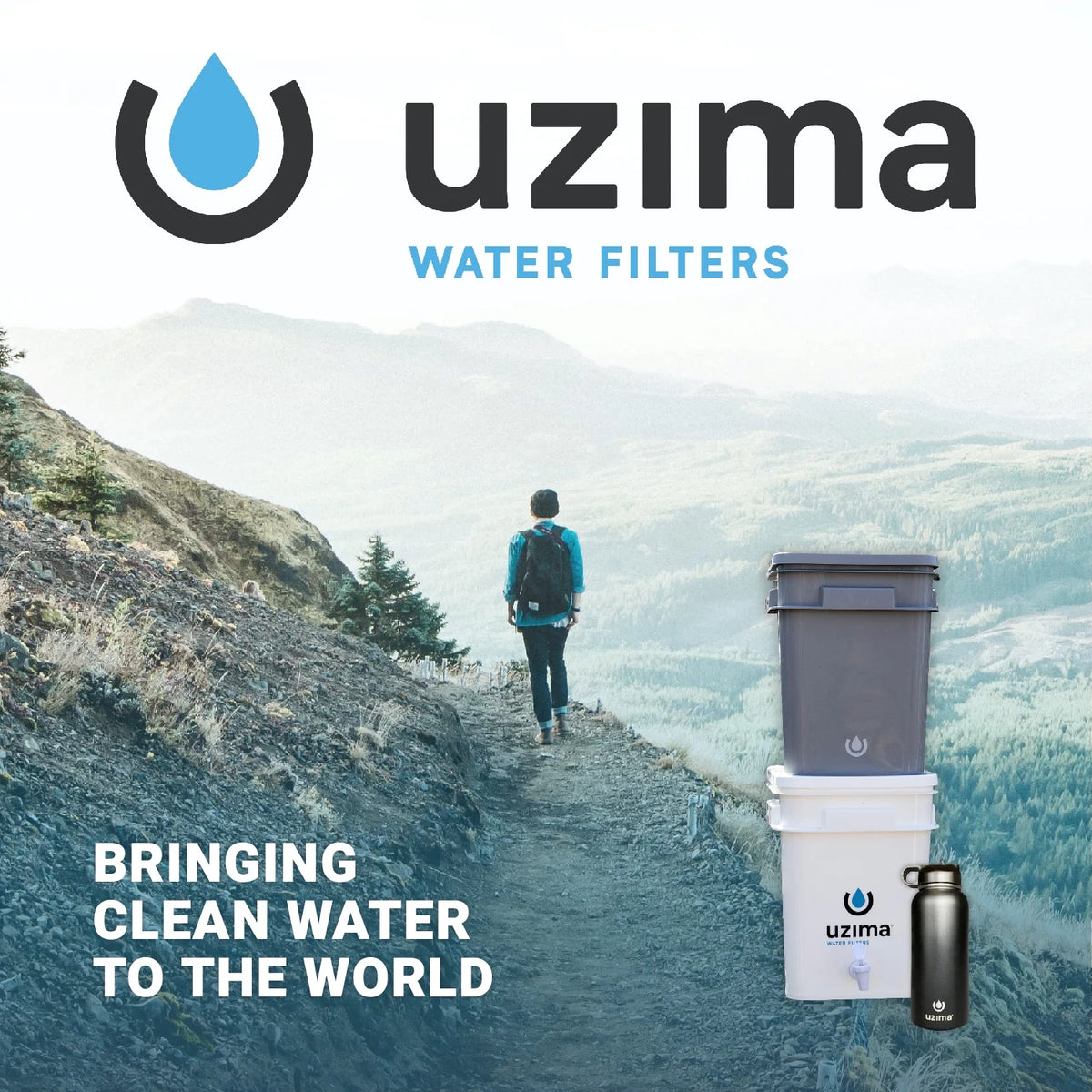 Uzima UZ-2 Camping Water Filter System, Emergency Use for Hiking and Backpacking