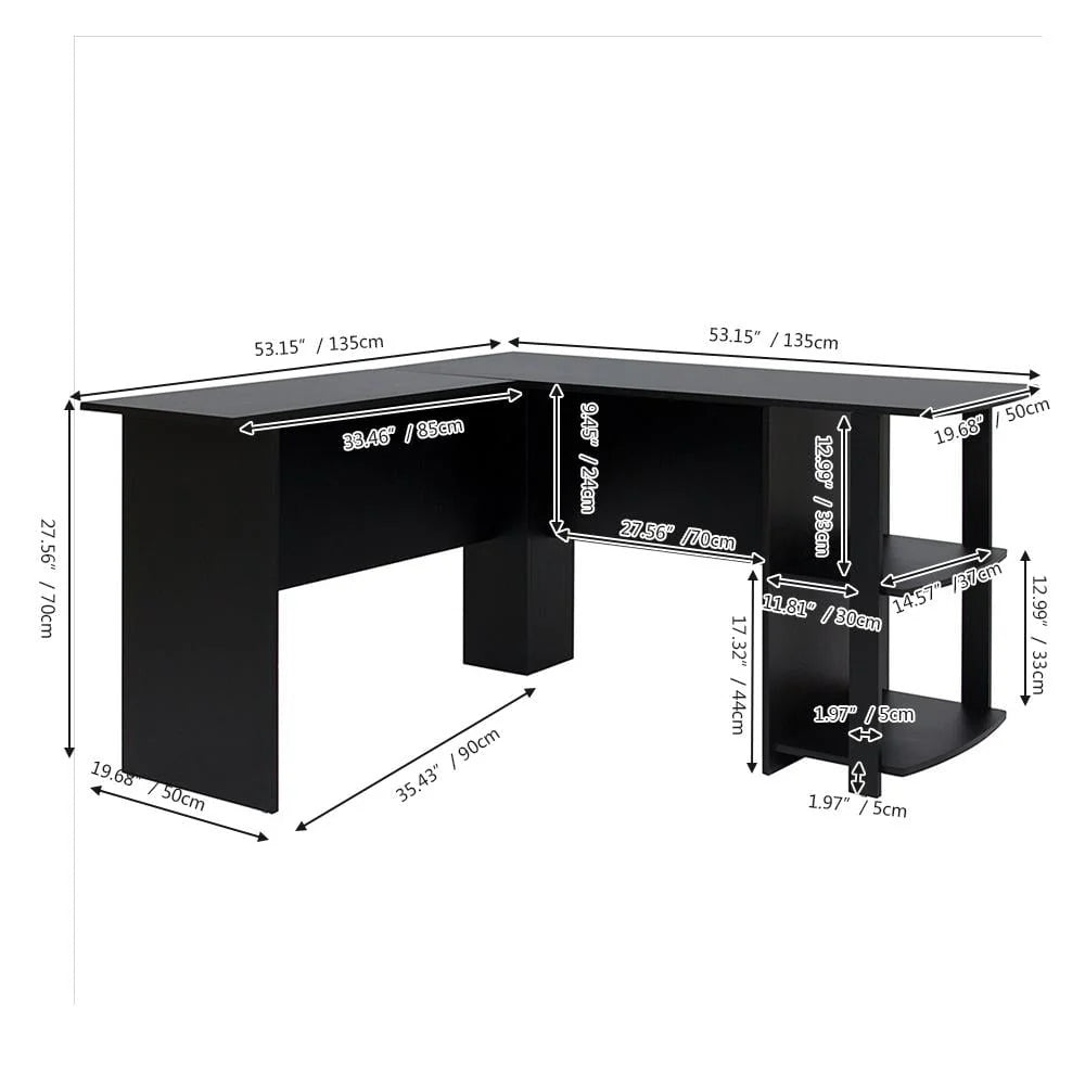 Zimtown L-Shaped Corner Computer Office Desk Furniture,Black