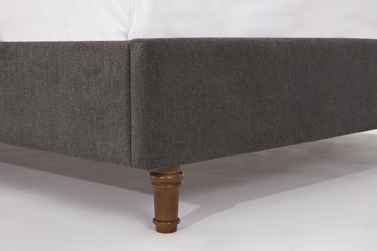 King Bed Frame Upholstered Bed with Tall Headboard, Chenille Platform Bed King Size, No Box Spring Needed, Easy Assembly, Ivory