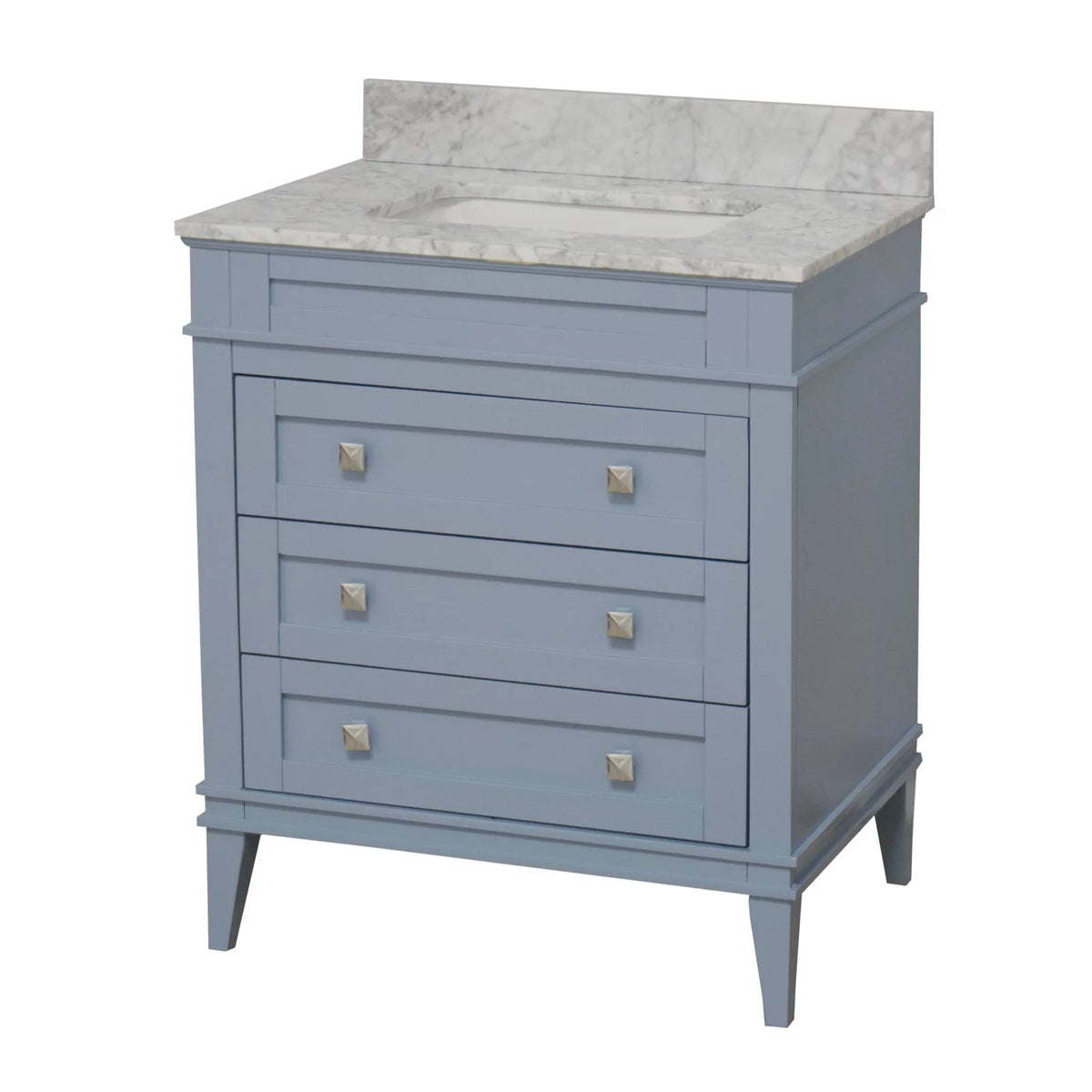 Eleanor 30" Bathroom Vanity with White Cabinet and Carrara Marble Top
