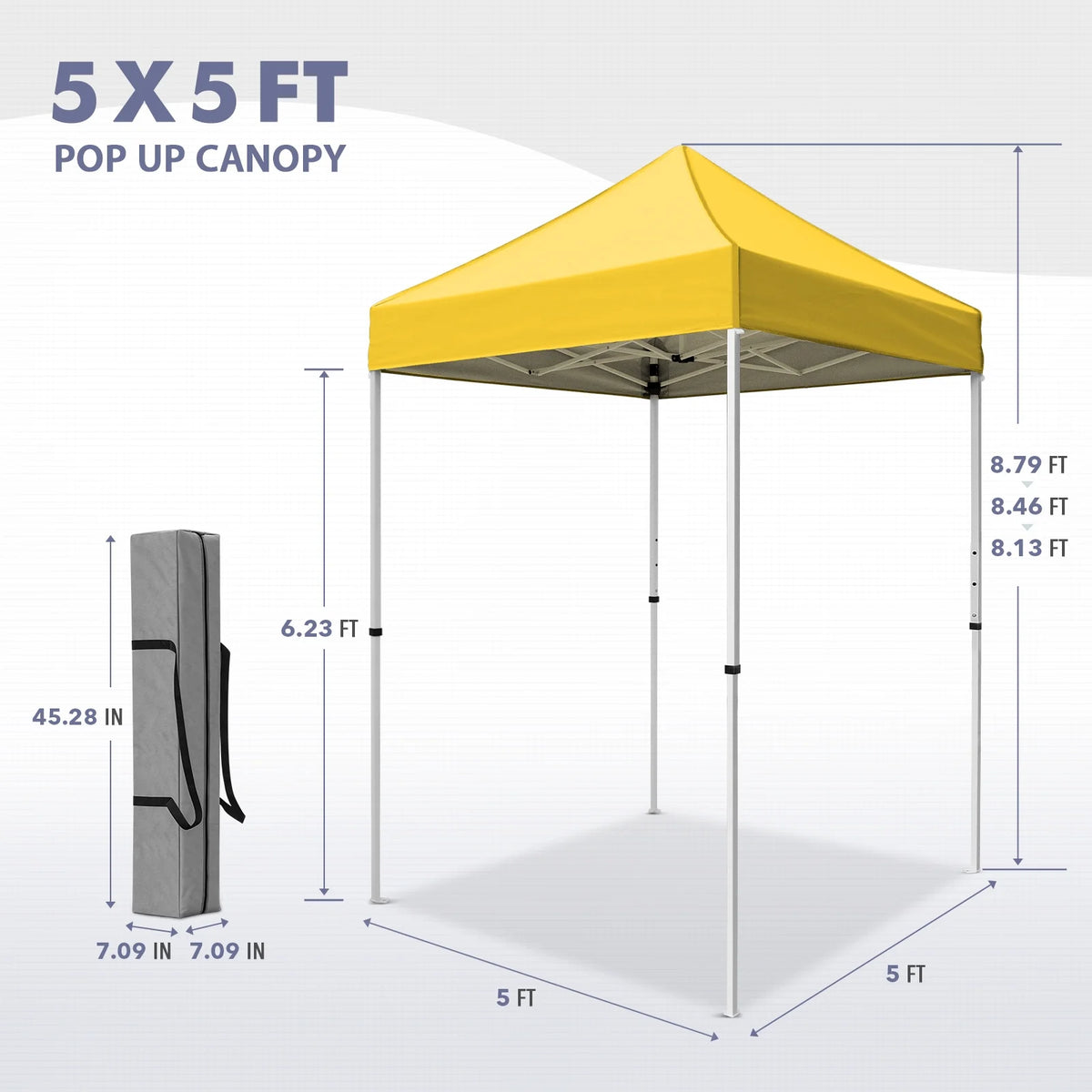 INTER HUT 5x5 Outdoor Pop up Canopy Gazebo, Instant Easy Set up Outdoor Canopy Commercial Fair Shelter, Beige