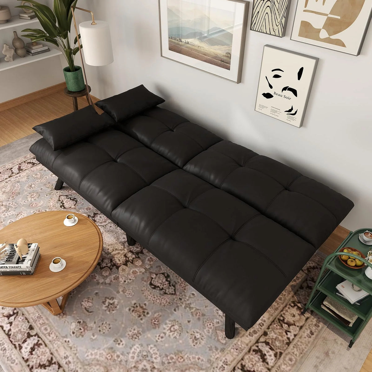 70���� Convertible Futon Sofa Bed Folding Bed Sleeper Couch for Living Room, Small Space or Office, Light Grey
