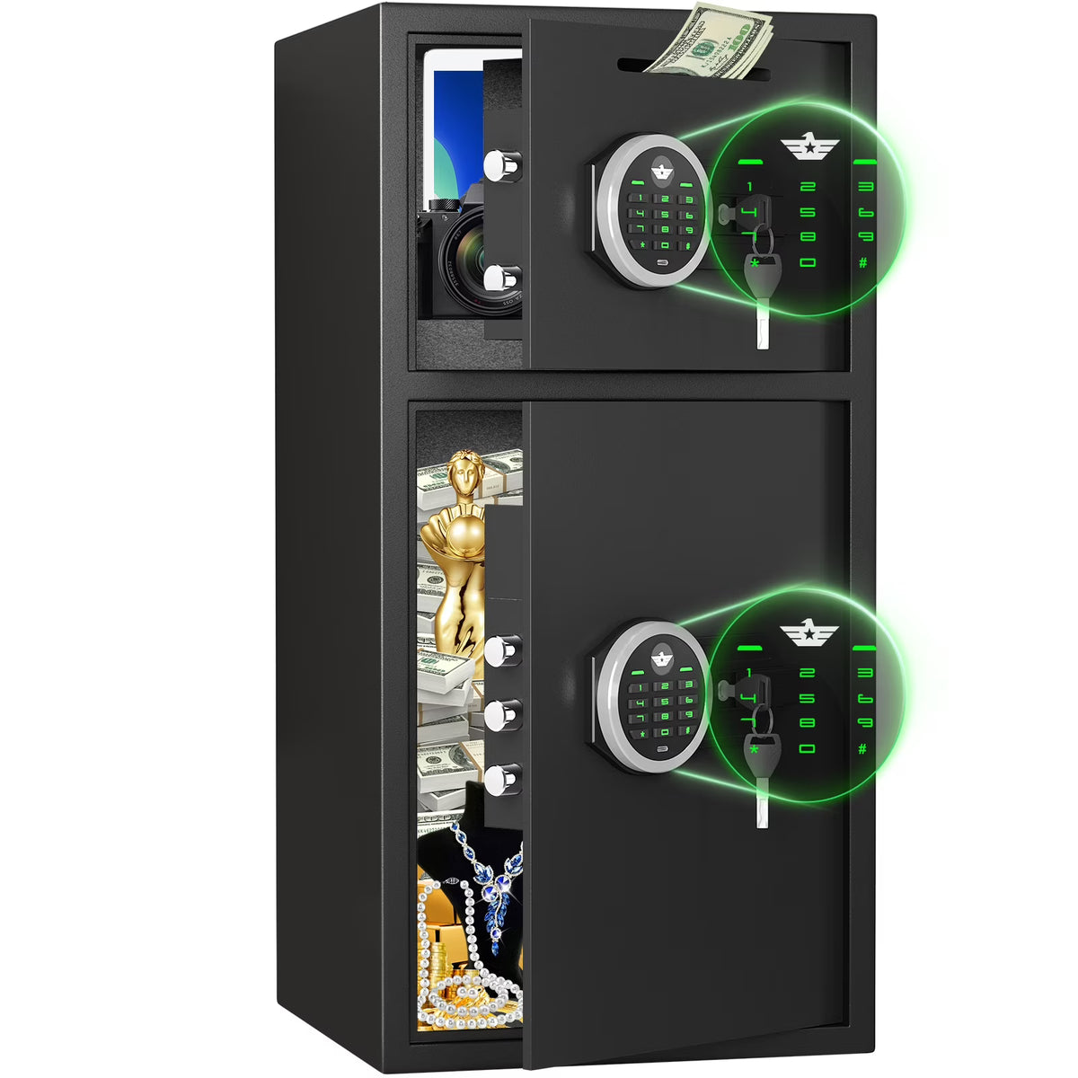 Silkight 6.5 Cu ft Home Safe Box - Fireproof  Depository Drop Safe with Backlit Keypad&Alarm System for Business Home