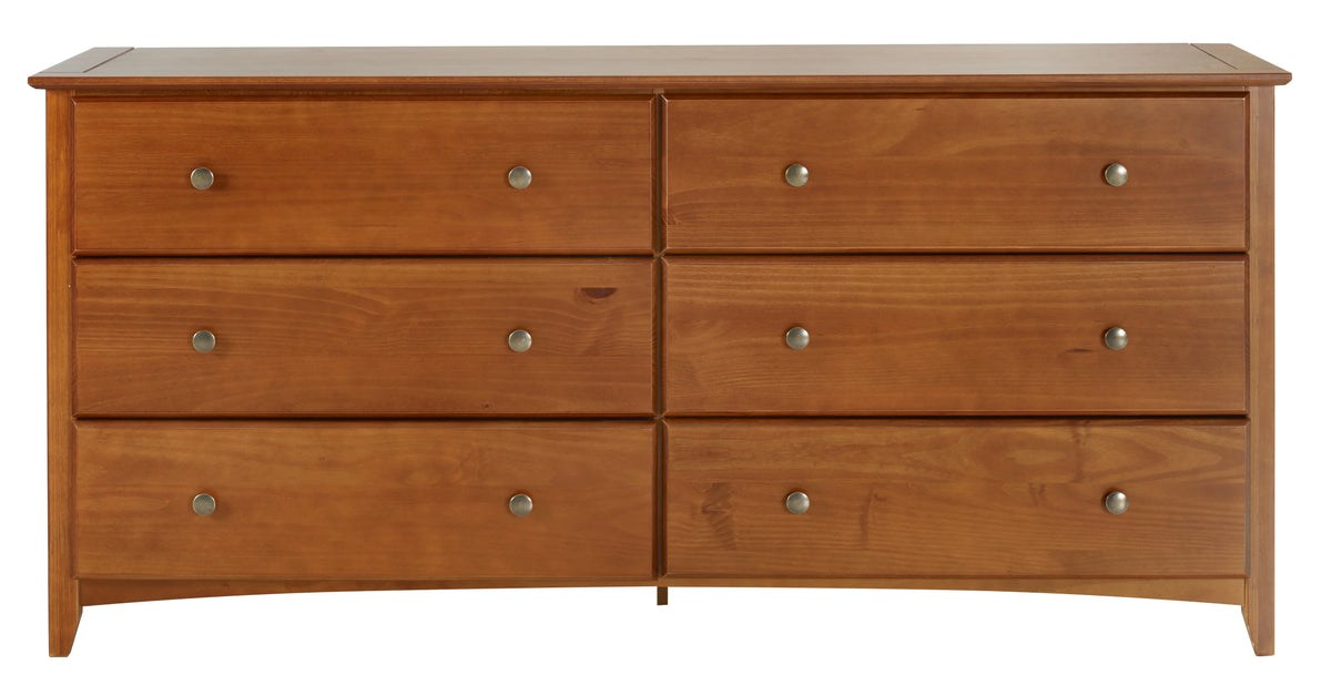 Camaflexi Shaker Style 6 Combo Drawer Dresser Wood Bedroom Furniture, White Finish