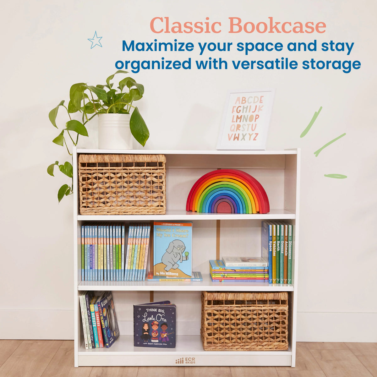 ECR4Kids Classic Bookcase, 36in, Grey Wash