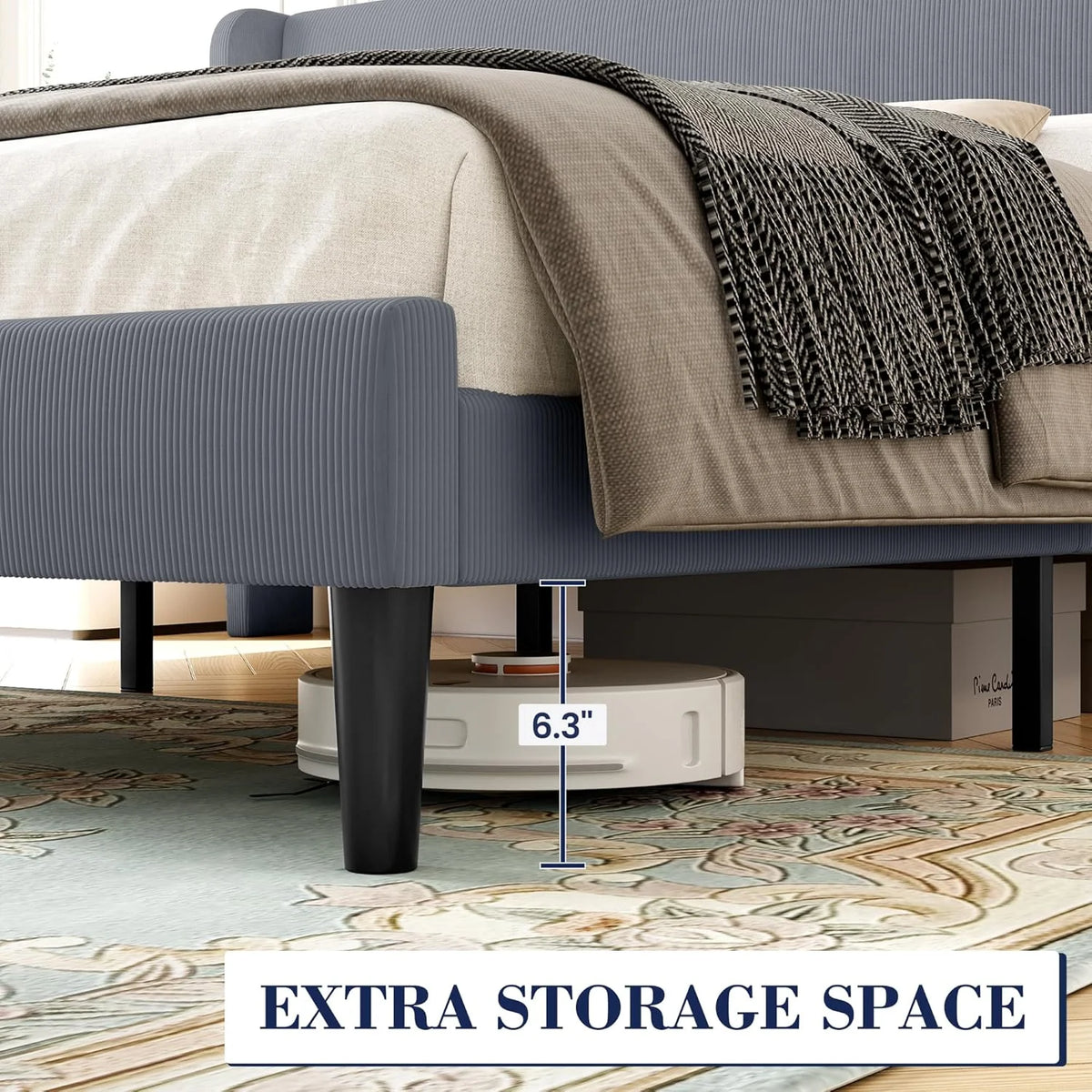 Full Size Bed Frame with Wingback Headboard,Luxurious Velvet Upholstered Platform Bed Frame with Wooden Slat Support,No Box Spring Required,Easy Assembly,Dark Gray