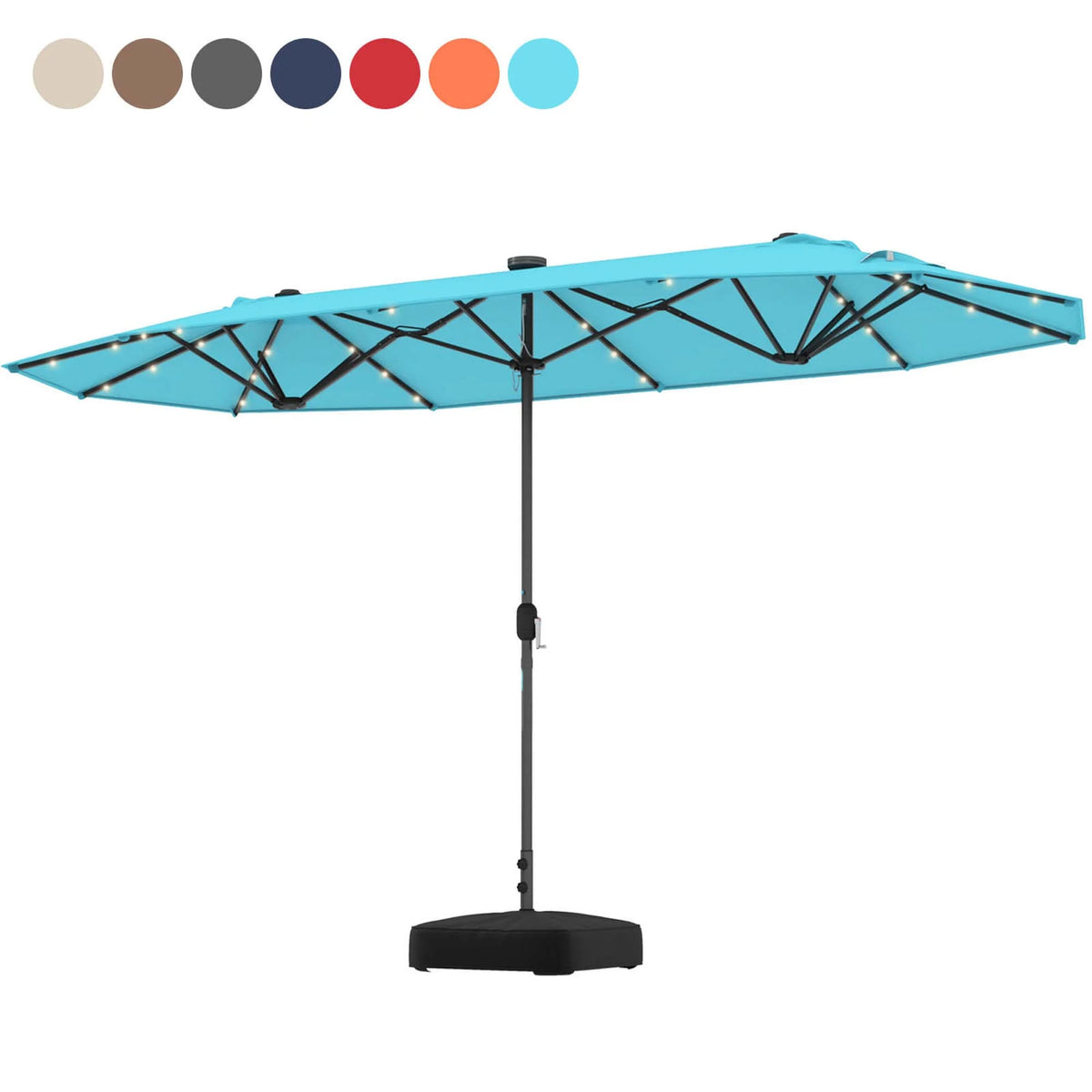 Costway 13ft Beige Rectangle Double-sided Patio Umbrella, Crank Lift