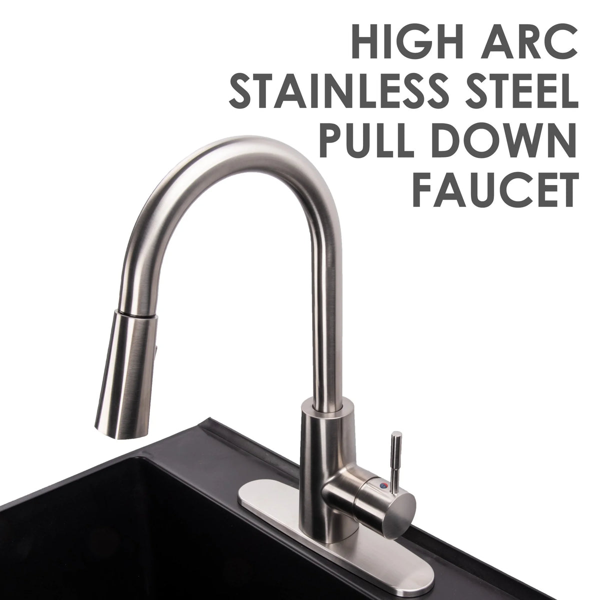 19 Gallon Laundry Sink with High Arc Stainless Steel Pull-Down Kitchen Faucet 6503SS