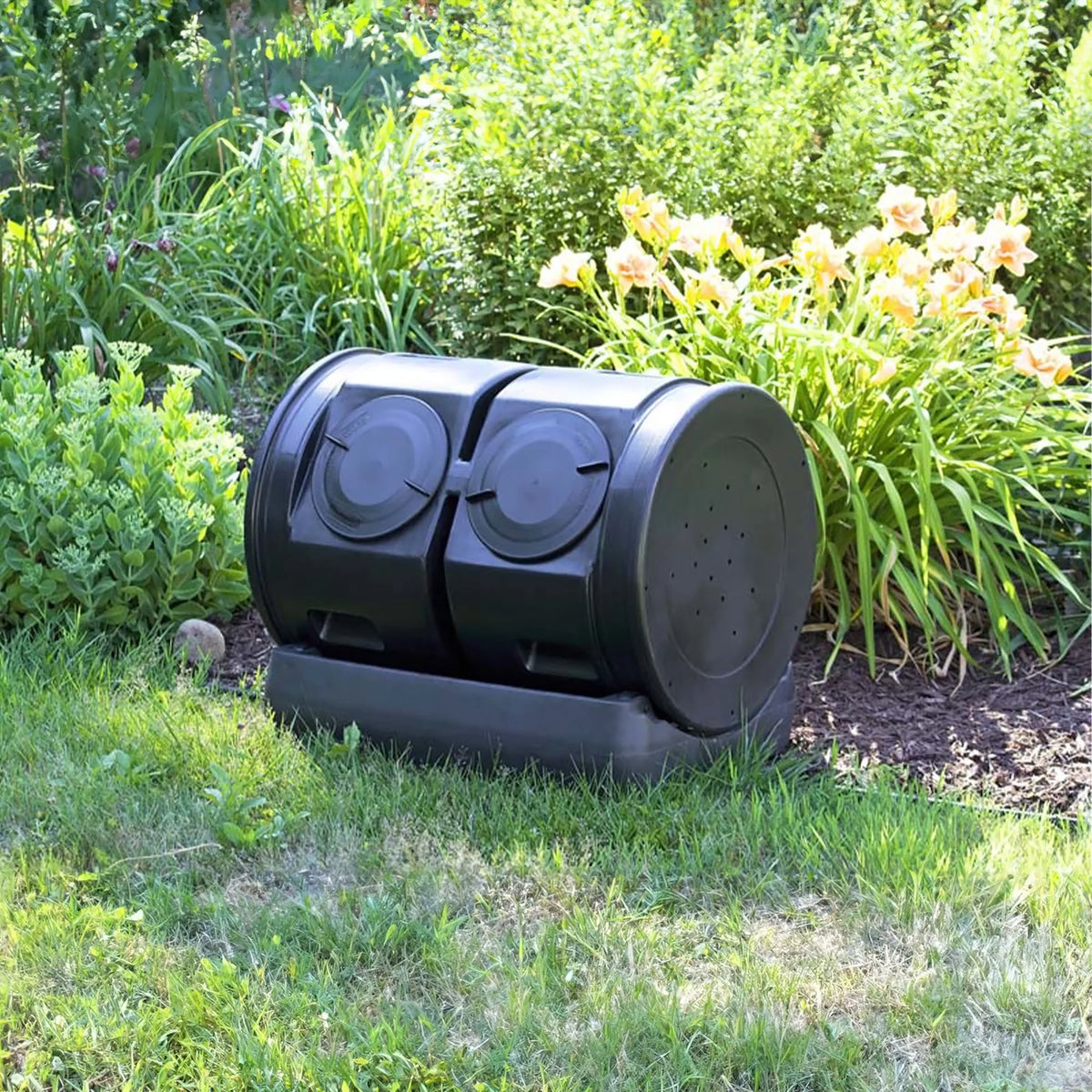 Good Ideas Compost Wizard Outdoor Dual Tumbler Compost Container, Black
