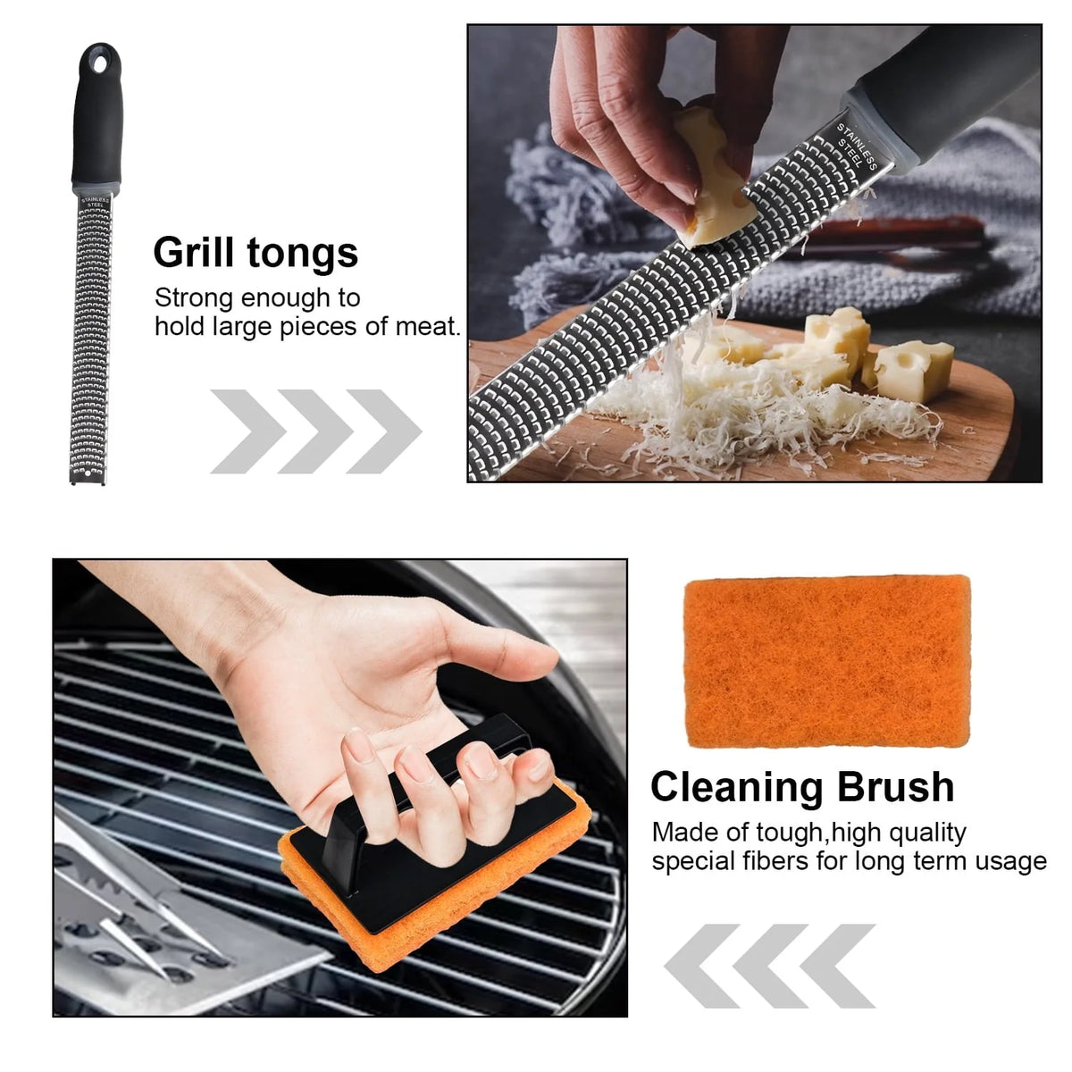 Griddle Accessories, 16 PCS Flat Top Grill Accessories Set for Blackstone and Camp, ROTTAY Stainless Steel BBQ Accessories with Spatulas, Tong, Egg Mold, Grater & Carry Bag for Outdoor BBQ