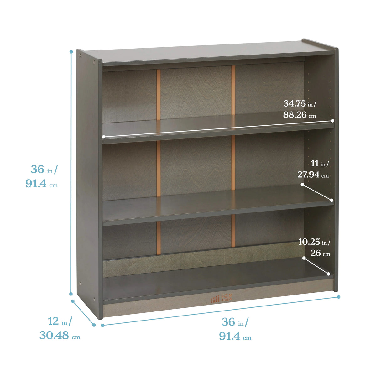 ECR4Kids Classic Bookcase, 36in, Grey Wash