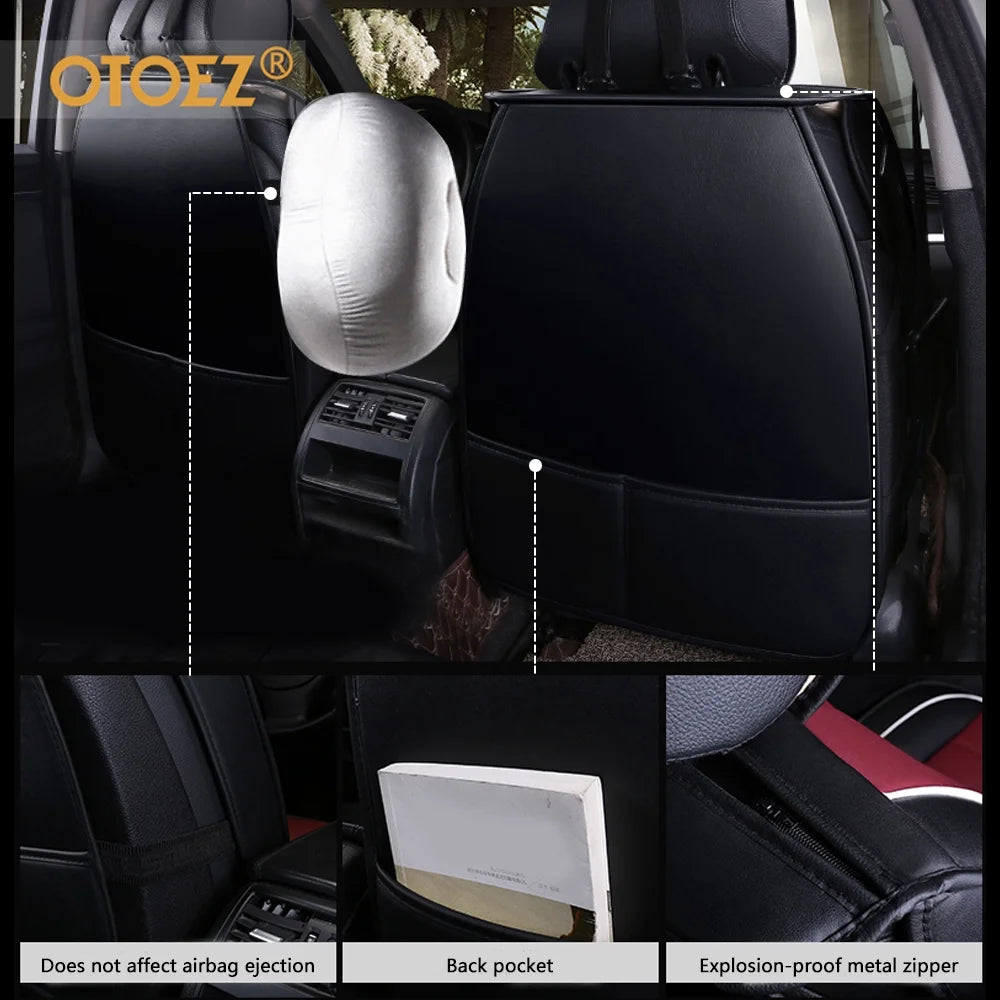 OTOEZ Leather Car Seat Cover Universal 5 Seats Full Set Front Rear Seat Protector