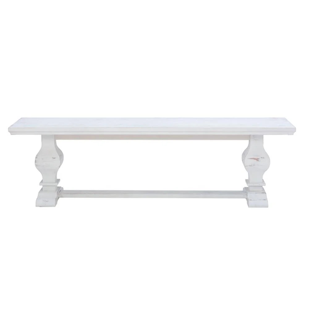 Linon Larson Solid Pine Wood Double Pedestal Bench in Rustic Honey Brown