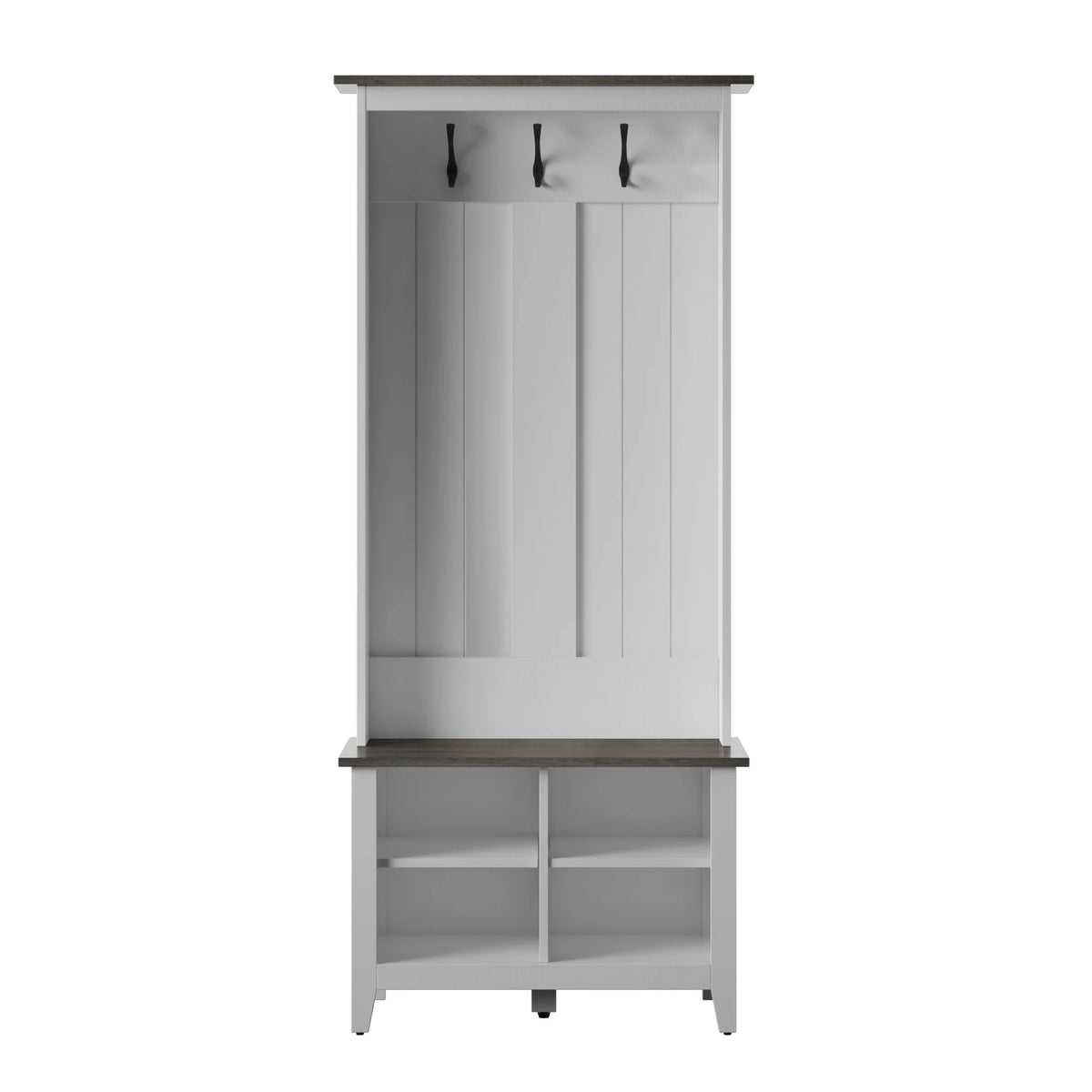 Twin Star Home Hall Tree with Storage Bench in White
